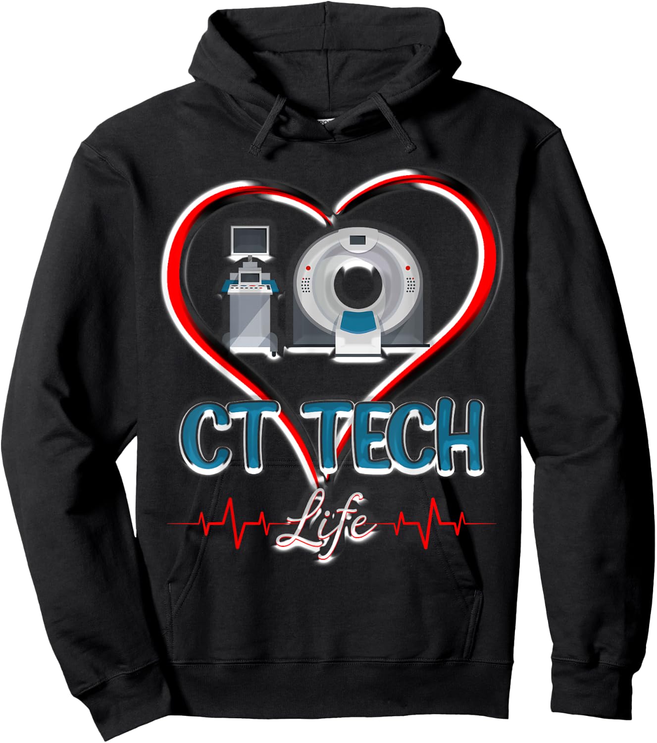 CT Tech Life Heart Funny Technologist Hoodie - Hoodie | Black
