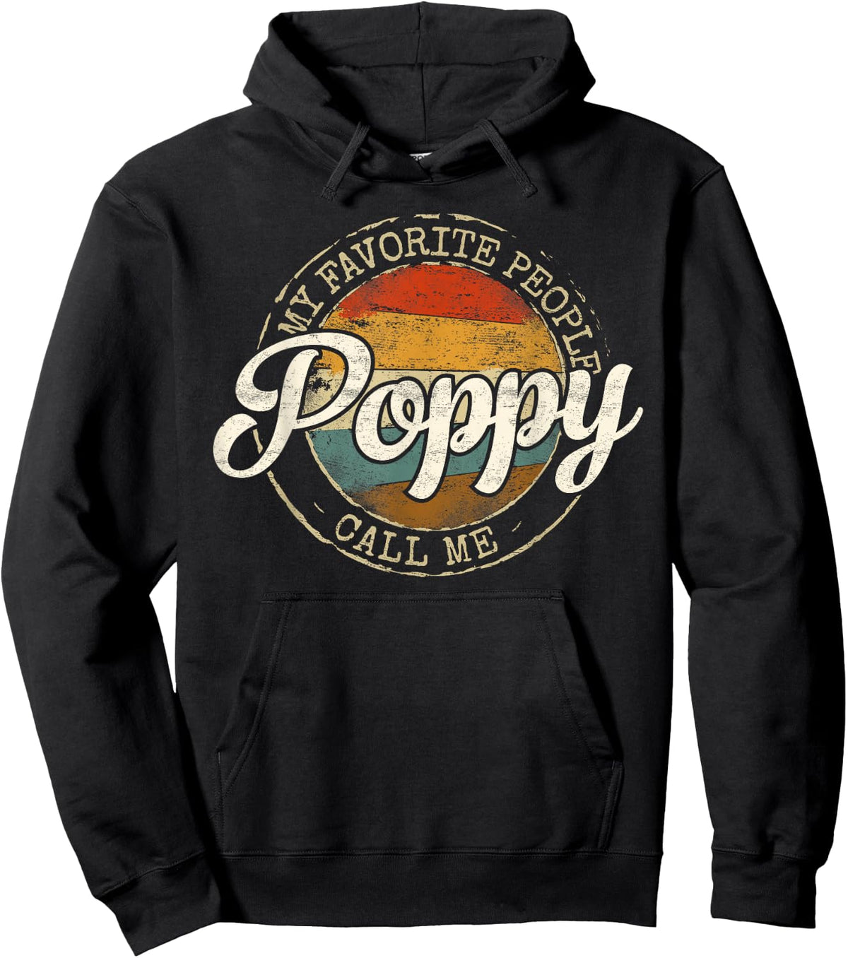 My Favorite People Call Me Poppy Vintage Stamp Fathers Day Hoodie - Hoodie | Black