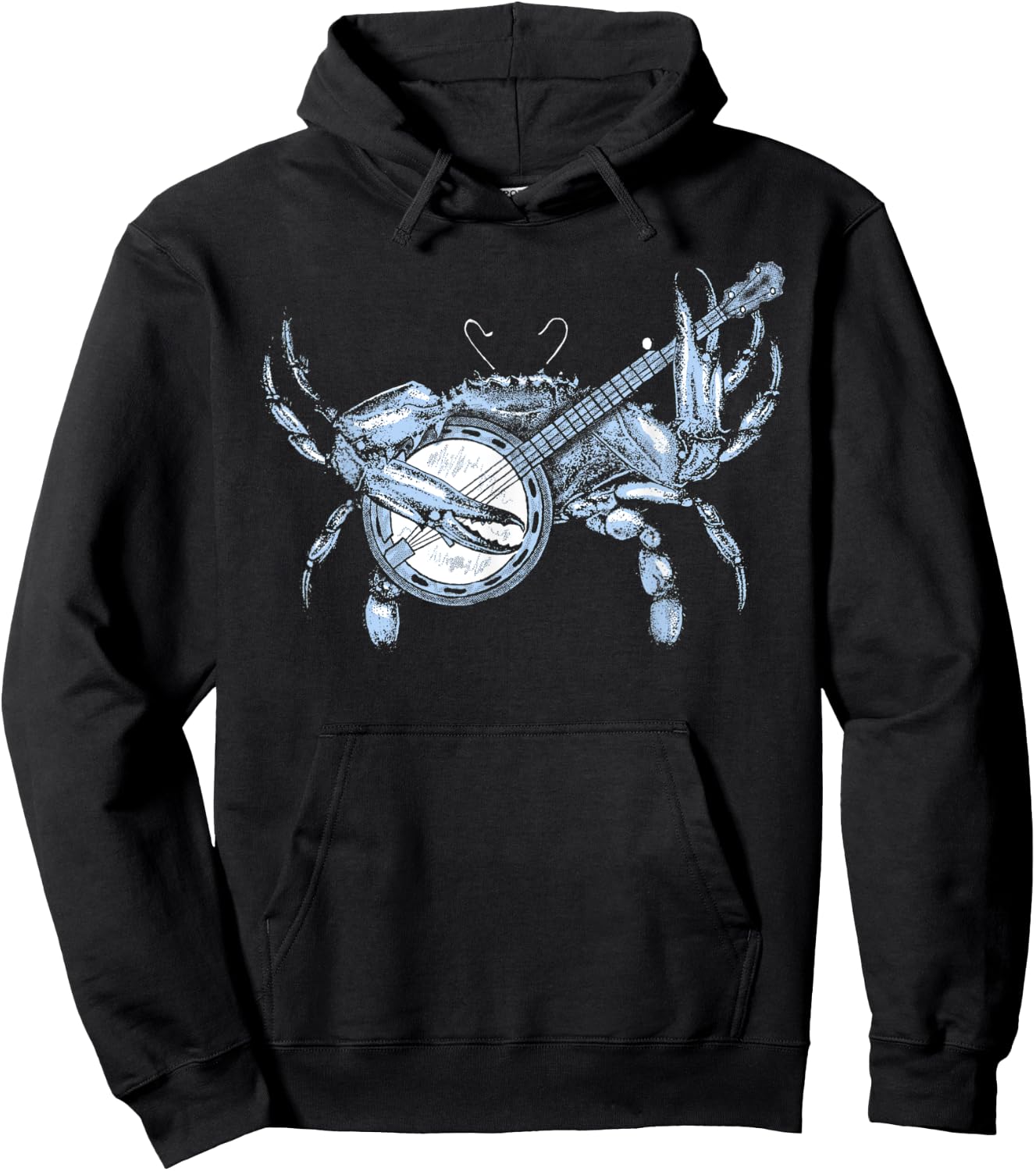 Bluegrass Blue Crab Funny Cute Banjo Chesapeake Bay Vintage Hoodie - Hoodie | Black