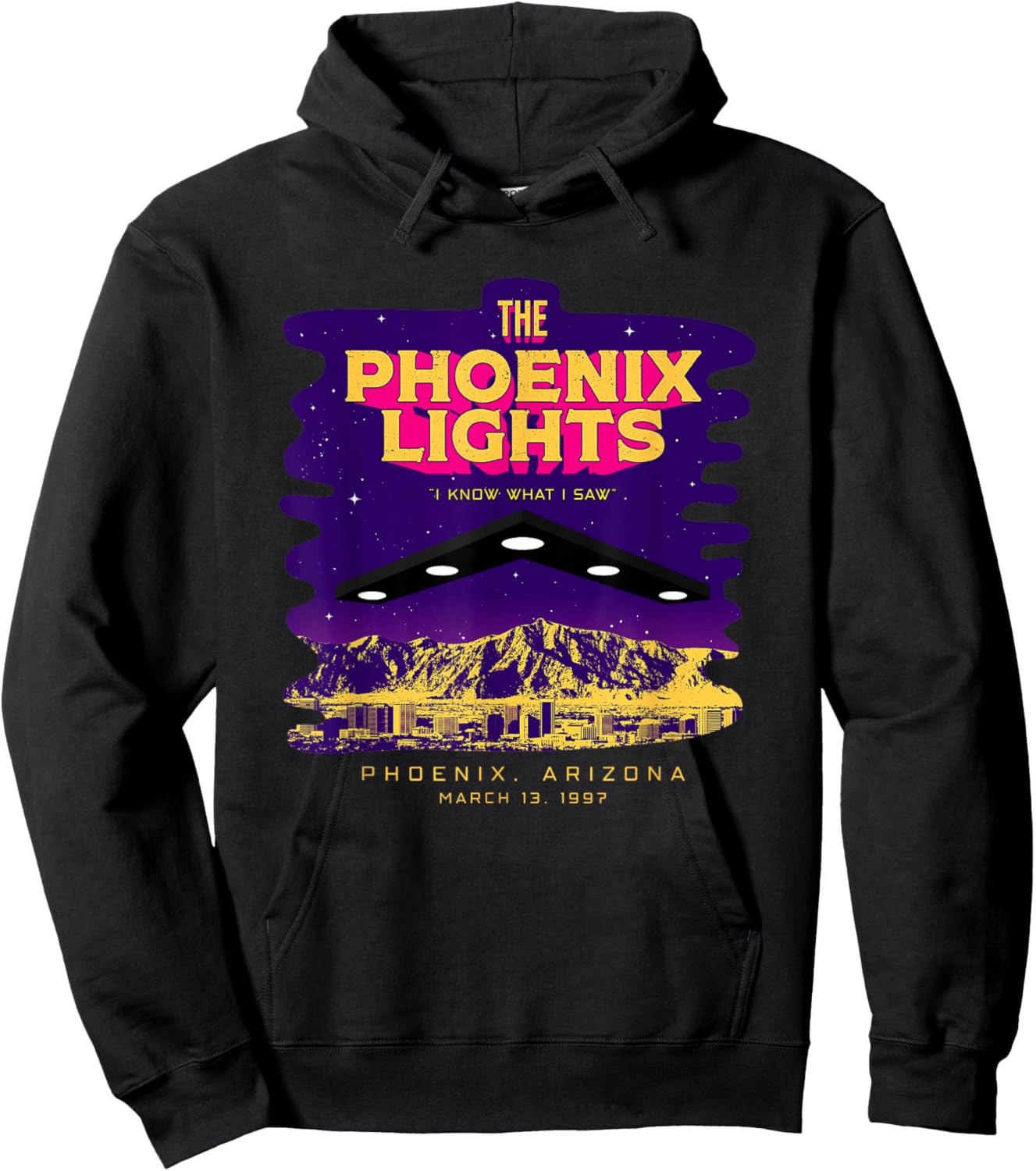 The Phoenix Lights Alien Believer Spaceship UFO Men & Women Hoodie - Hoodie | Black