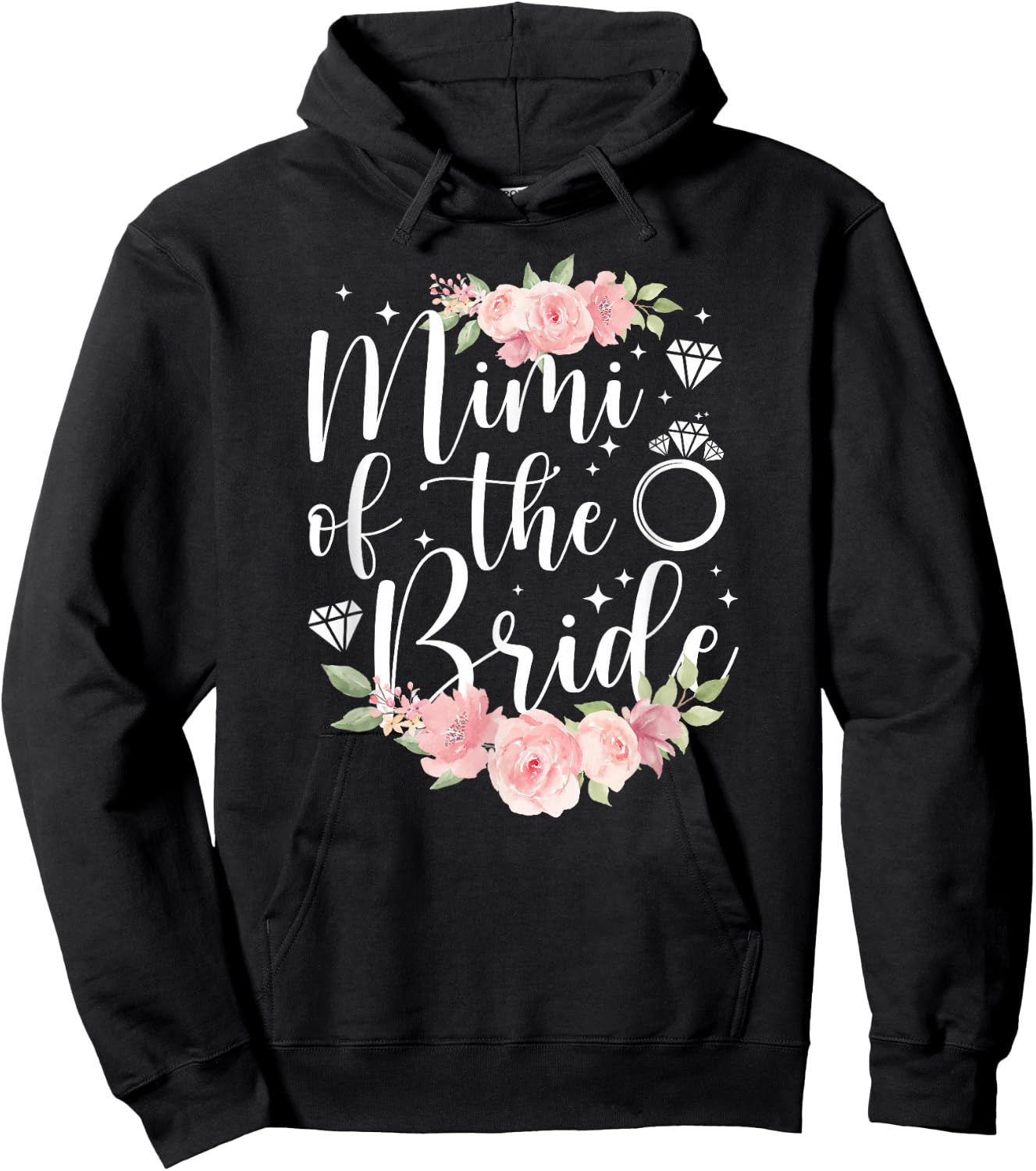 Mimi Of The Bride Mimi Grandma Flowers Bride's Mimi Hoodie - Hoodie | Black