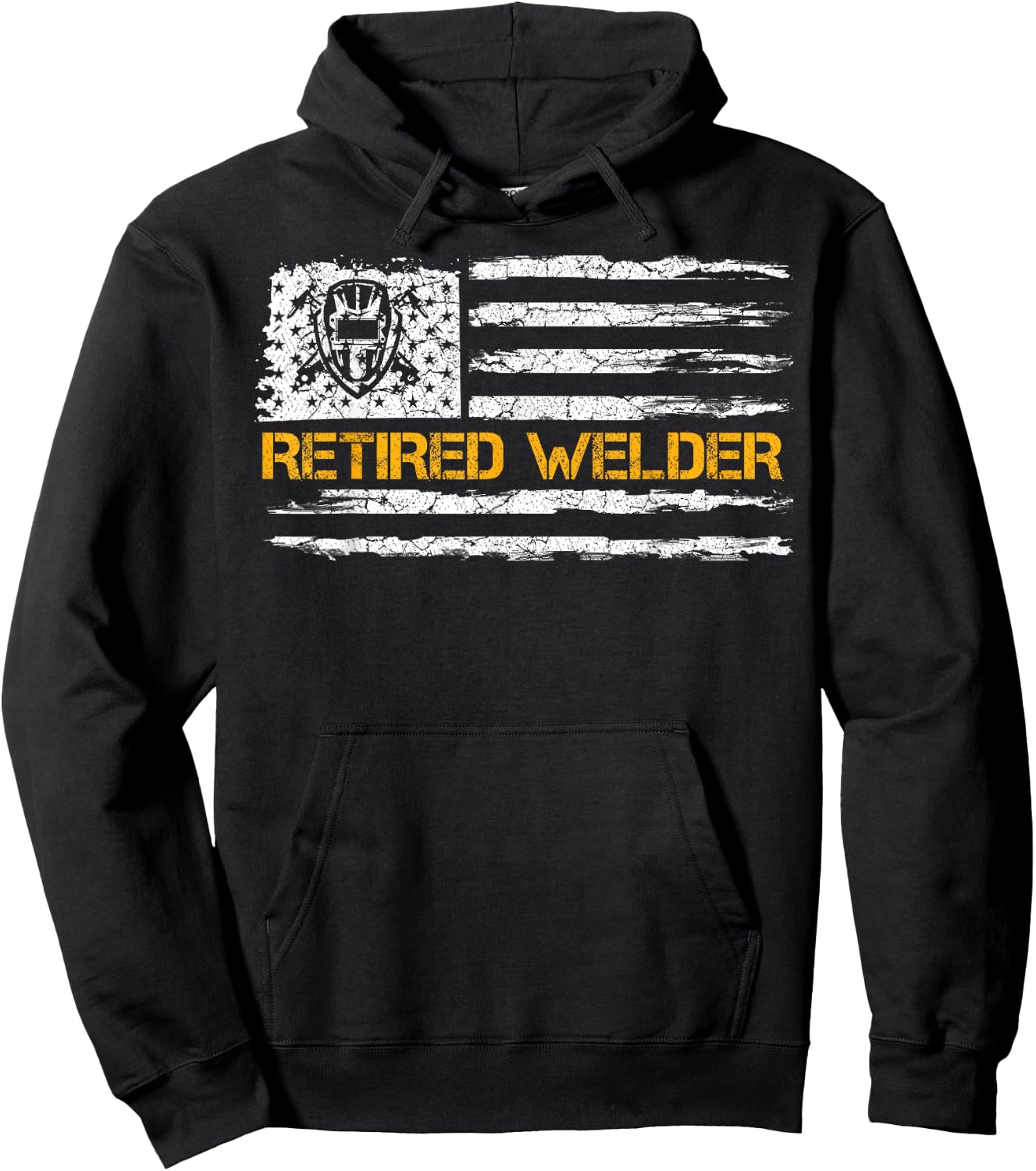 Vintage USA American Flag Retired Welder Retirement Welding Hoodie - Hoodie | Black