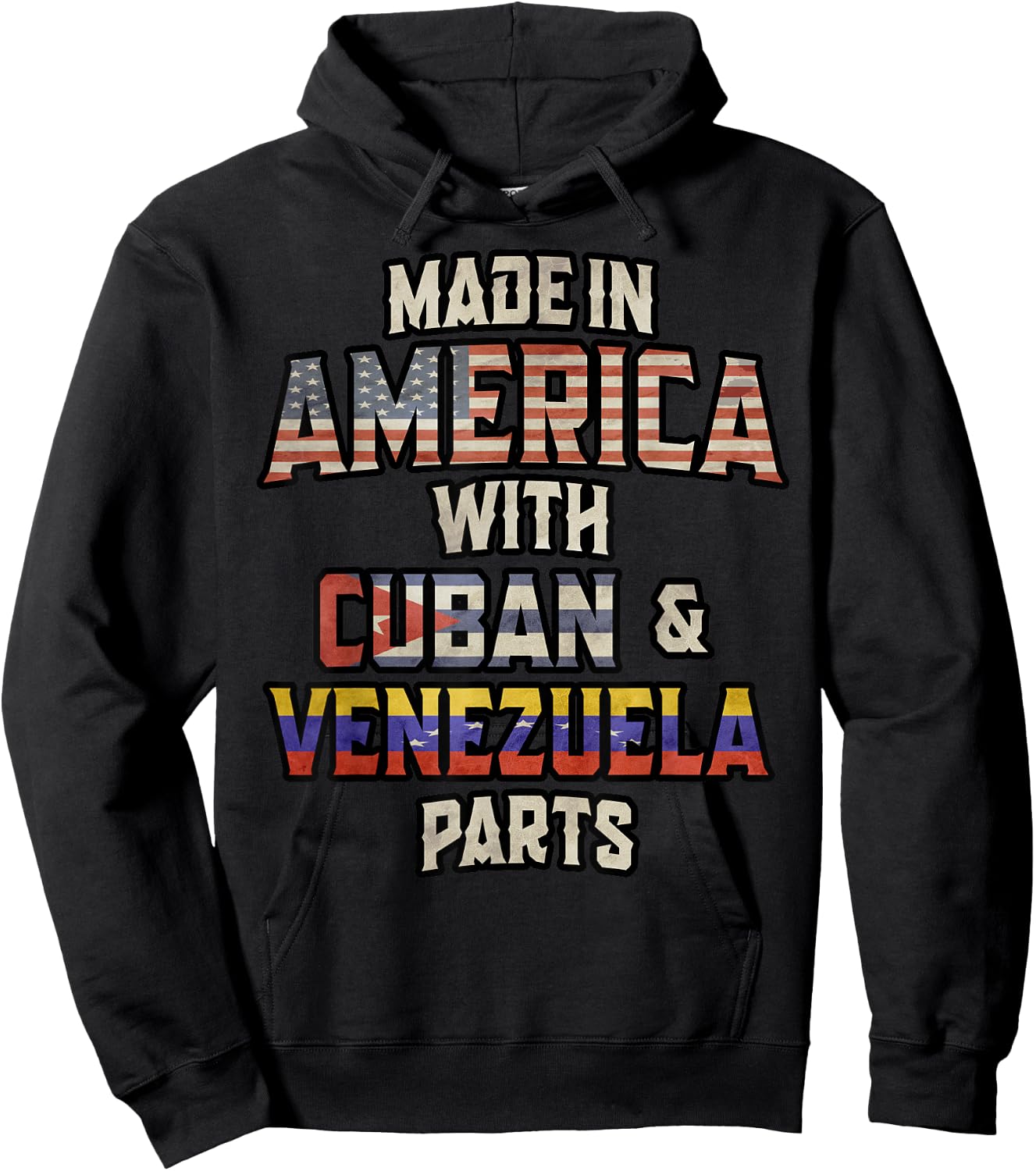 Cuban And Venezuelan Made In America Mix Heritage Vintage Hoodie - Hoodie | Black