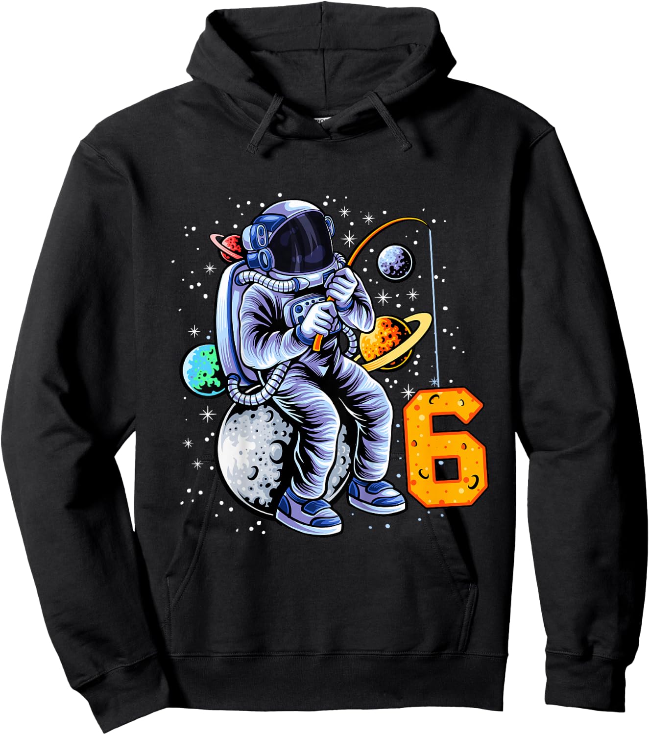 6 Years Old Birthday Boy Astronaut Gifts Space 6th B-Day Hoodie - Hoodie | Black