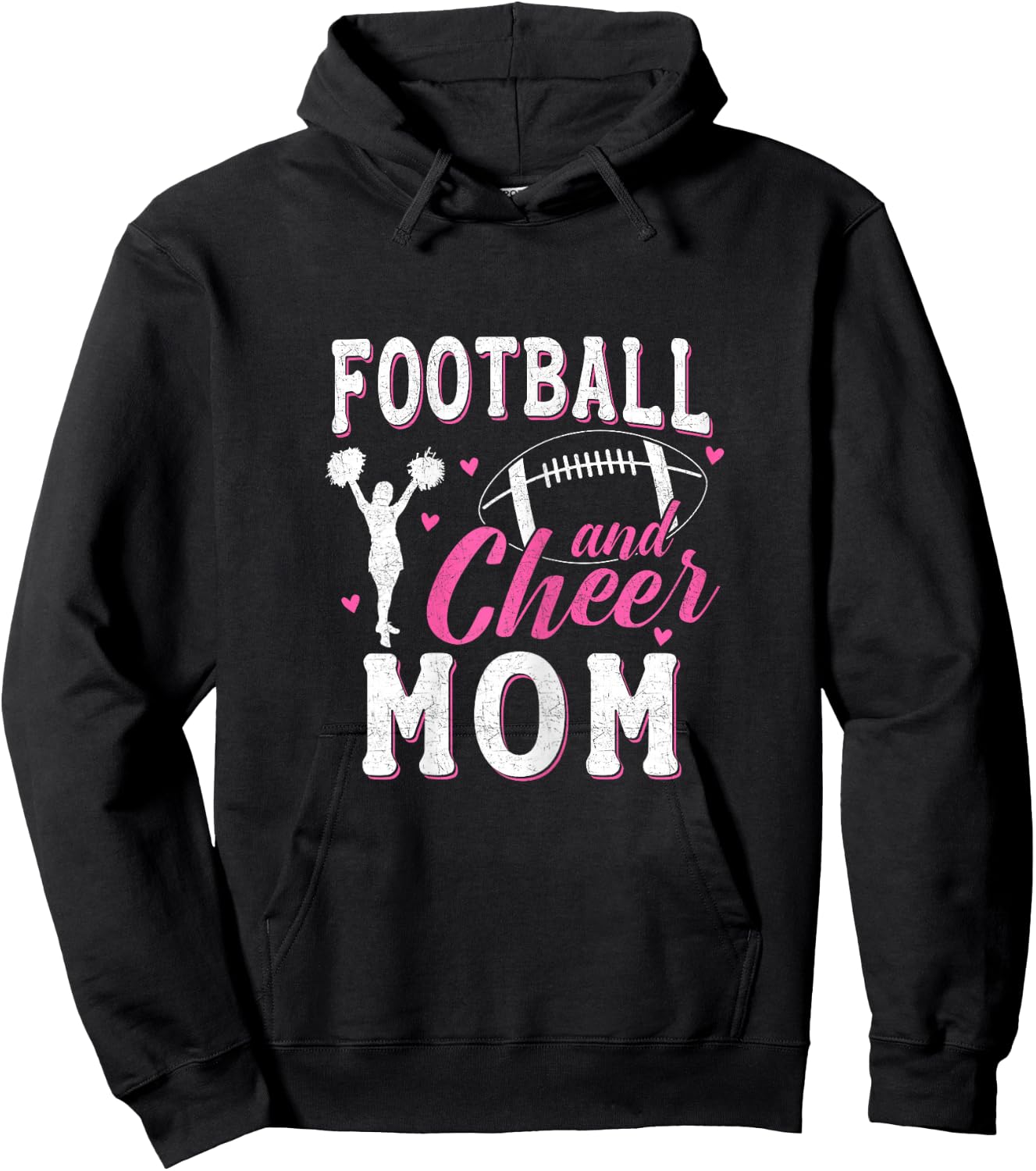 Funny Cheerleading Mom Football and Cheer Mom Hoodie - Hoodie | Black