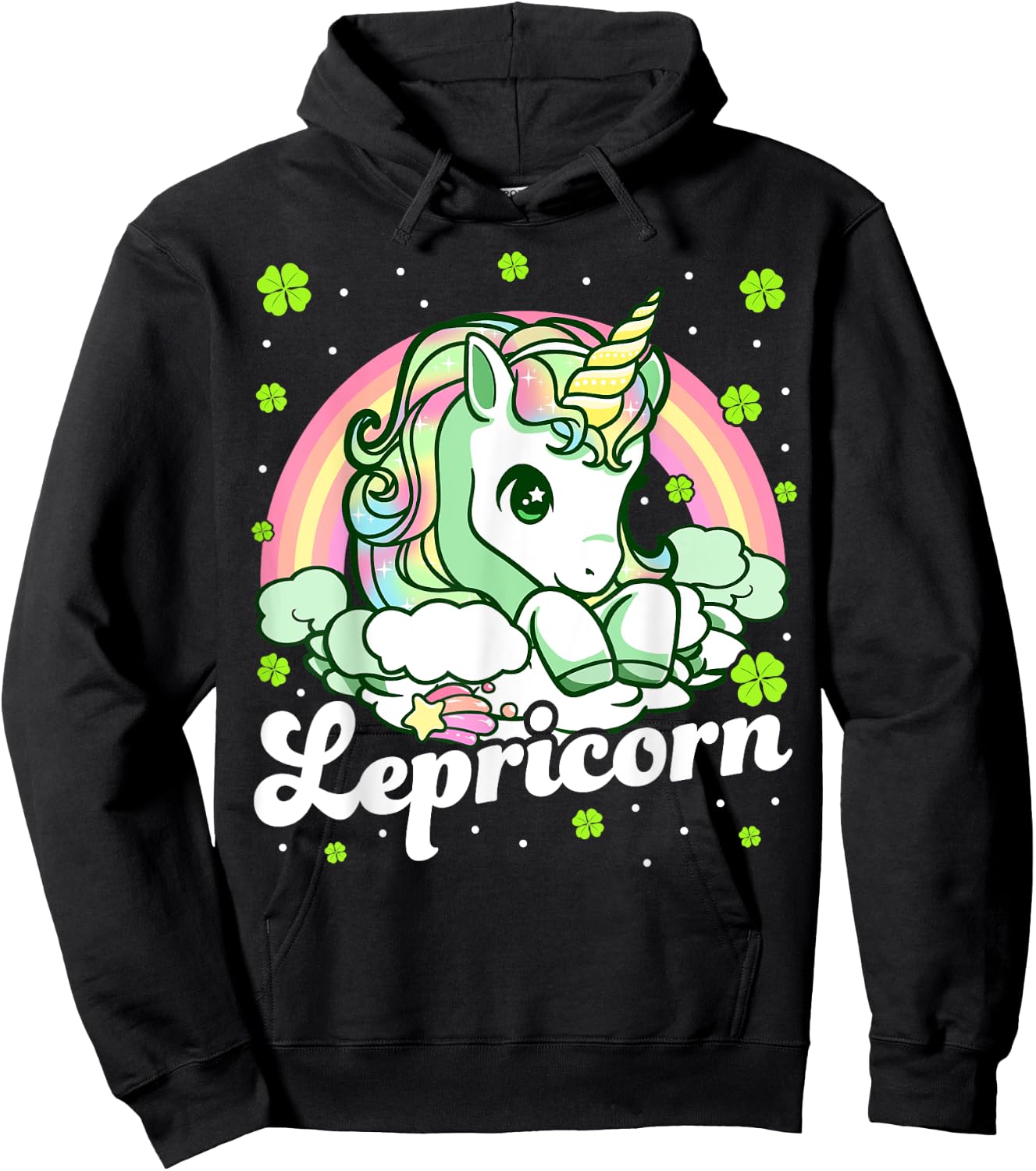 Lepricorn Rainbow St Patricks Day Unicorn Girls Kids Teacher Hoodie - Hoodie | Black