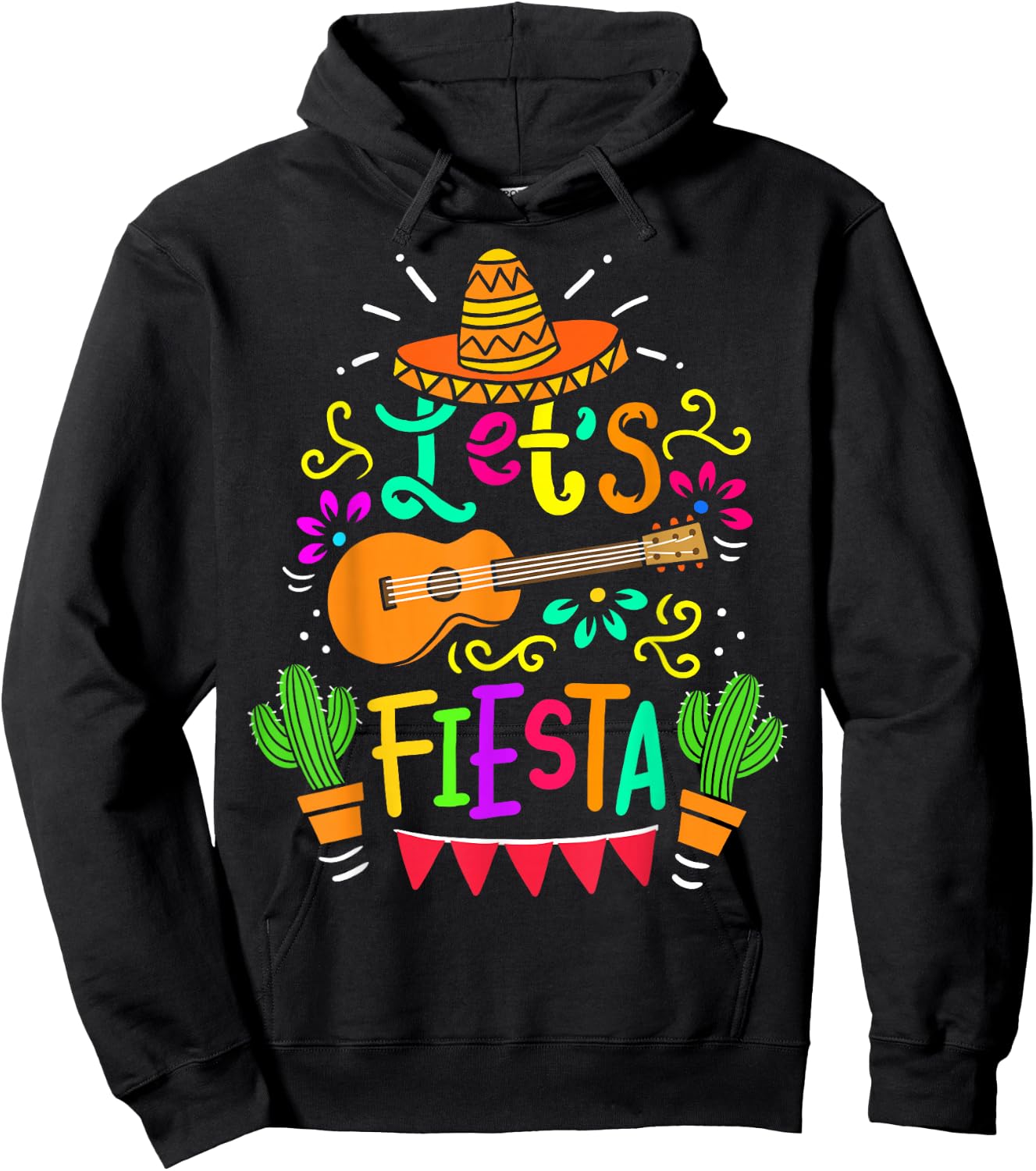 Cinco De Mayo Mexican Guitar Cactus Women Boys Girls Hoodie - Hoodie | Black