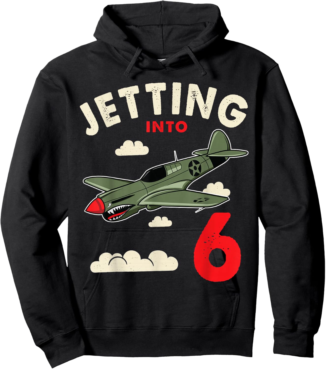 Jetting Into 6 Birthday Aviator Jet Plane Party Hoodie - Hoodie | Black