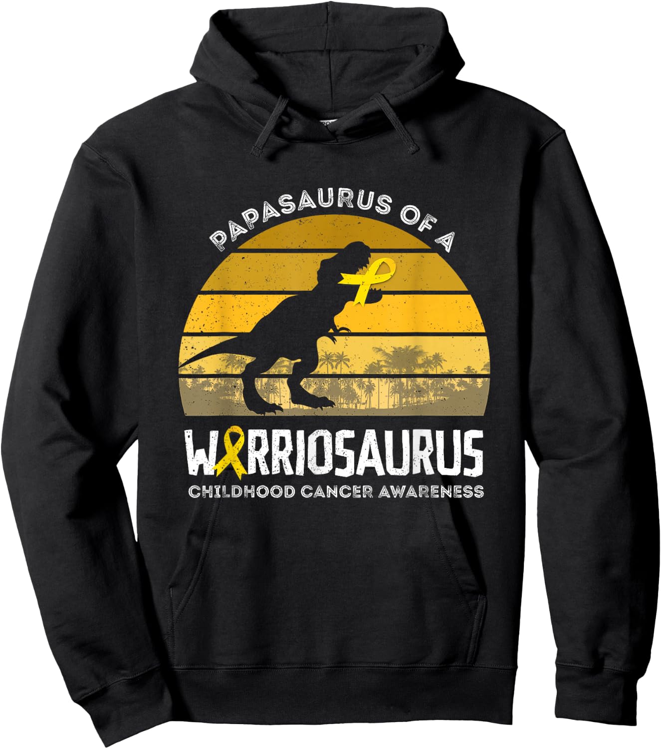Papasaurus Papa Of A Warrior Childhood Cancer Warrior Hoodie - Hoodie | Black