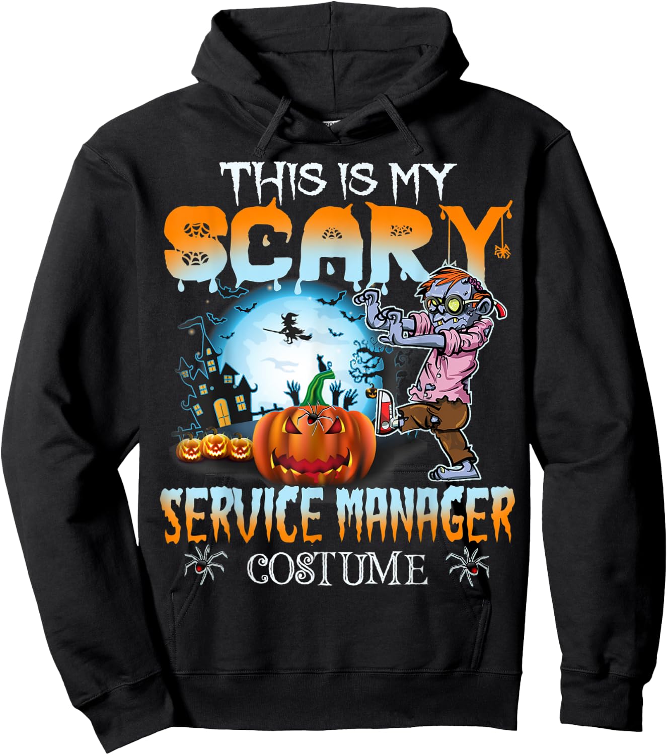 This Is My Scary Service Manager Costume Pumpkin Halloween Hoodie - Hoodie | Black