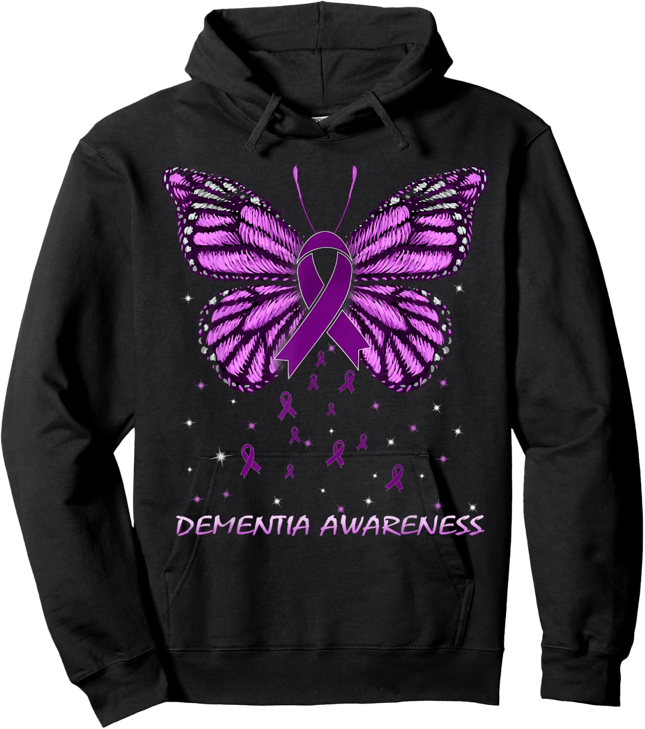 Dementia Awareness Butterfly Hoodie - Hoodie | Black