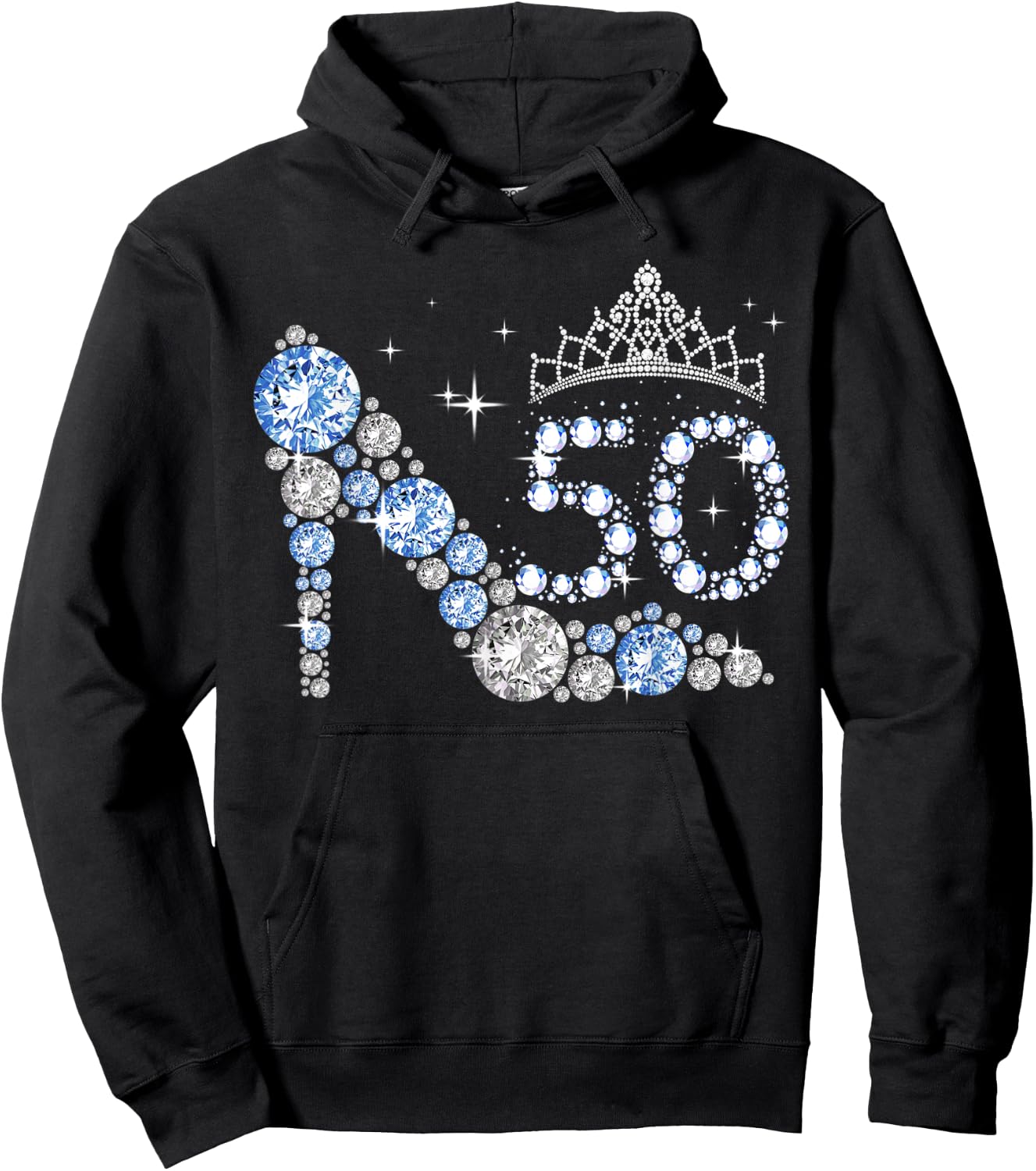 mb 50th Birthday Diamond High Heels Crown Sparkling Women Hoodie - Hoodie | Black