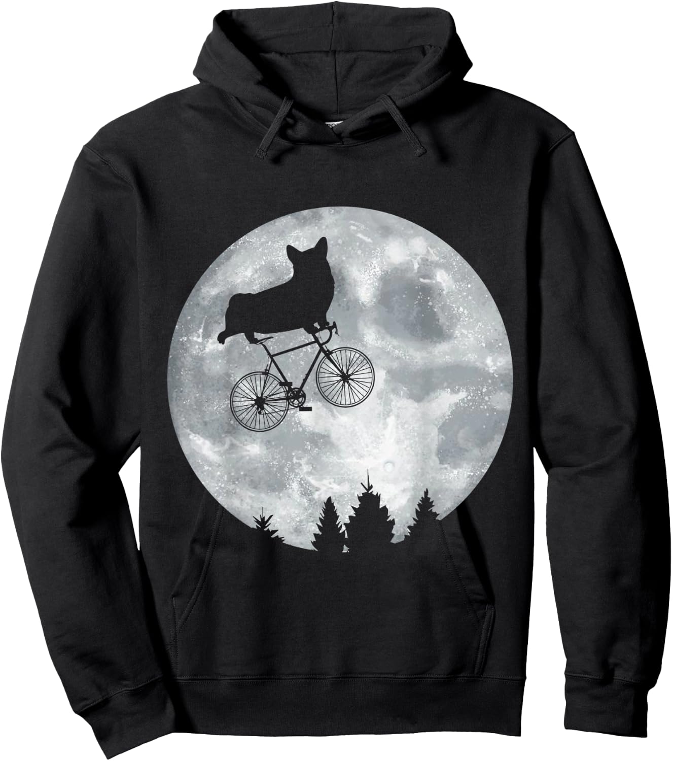 CORGI Riding Moon Bike Halloween Lunar Cycling PWC Hoodie - Hoodie | Black