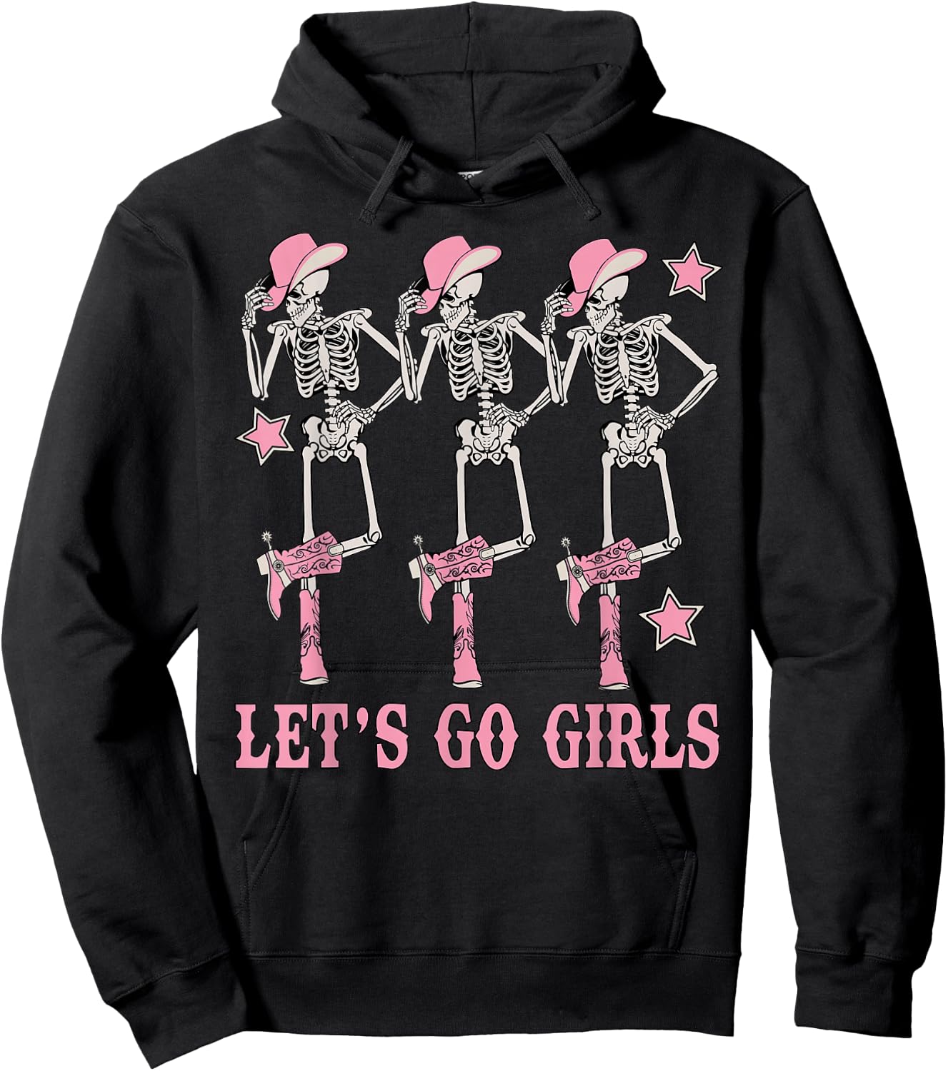 Let's Go Girls Western Skeleton Cowgirls Bachelorette Party Hoodie - Hoodie | Black
