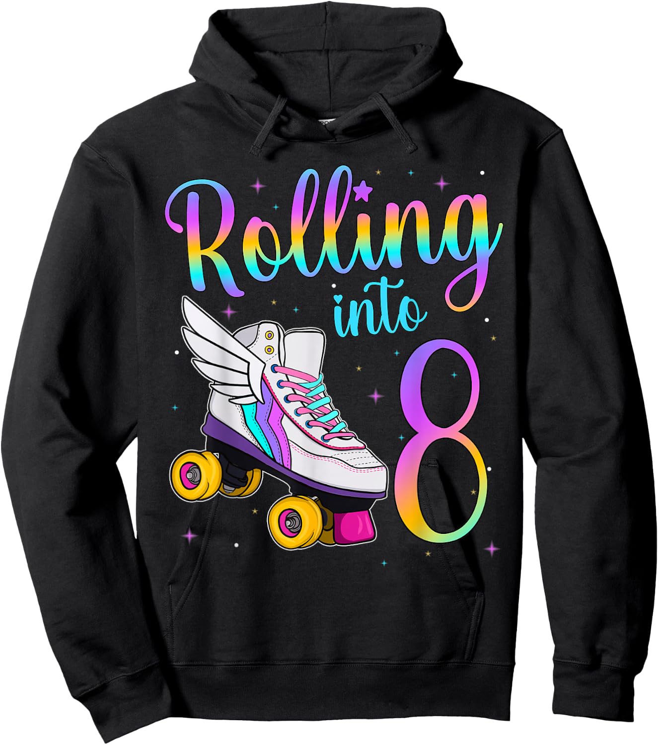 Rolling Into 8 Years. Lets Roll I'm Turning 8 Roller Skates Hoodie - Hoodie | Black