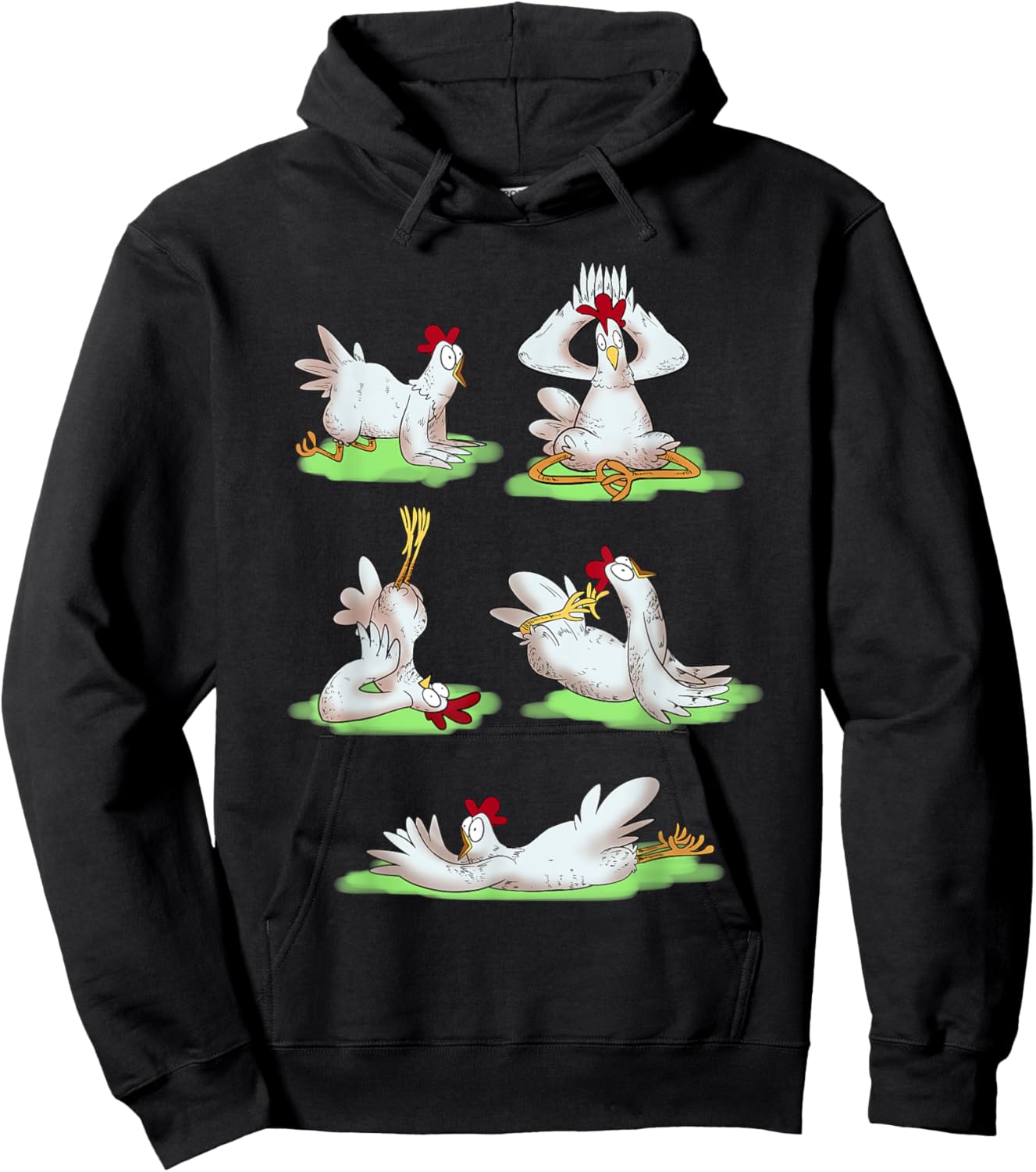 Funny Chicken Yoga Figures Hoodie - Hoodie | Black