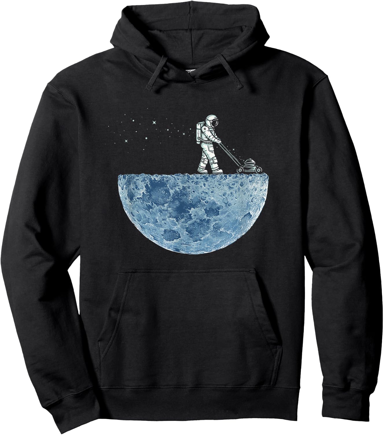 Astronaut Mowing the Moon, "Mown" Hoodie - Hoodie | Black