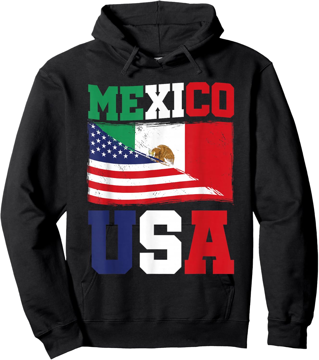 Mexico USA Flag Mexican American Pride Hispanic Mexico Hoodie - Hoodie | Black