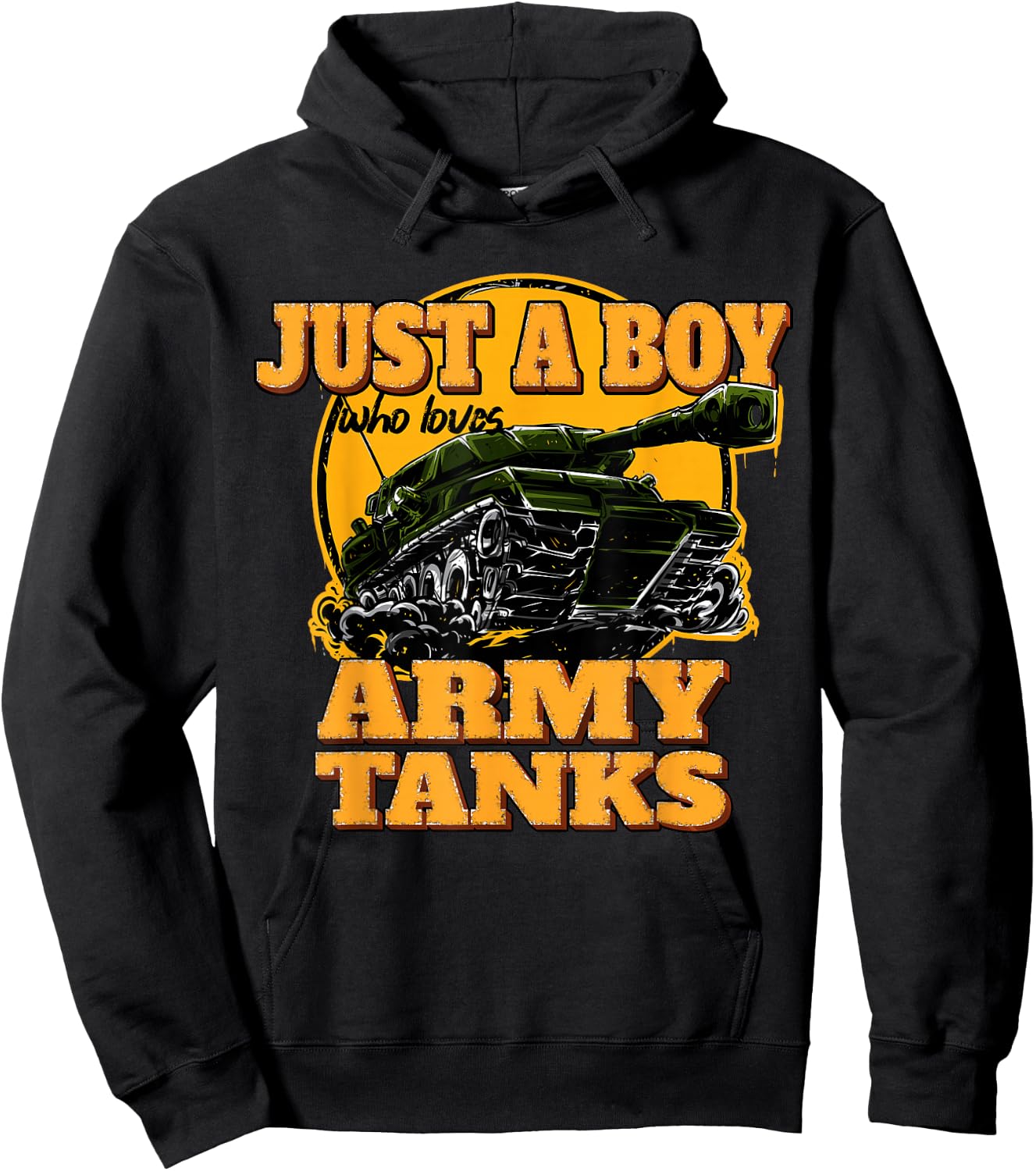 Just a Boy Who Loves Army Tanks Vintage Military Tank Hoodie - Hoodie | Black