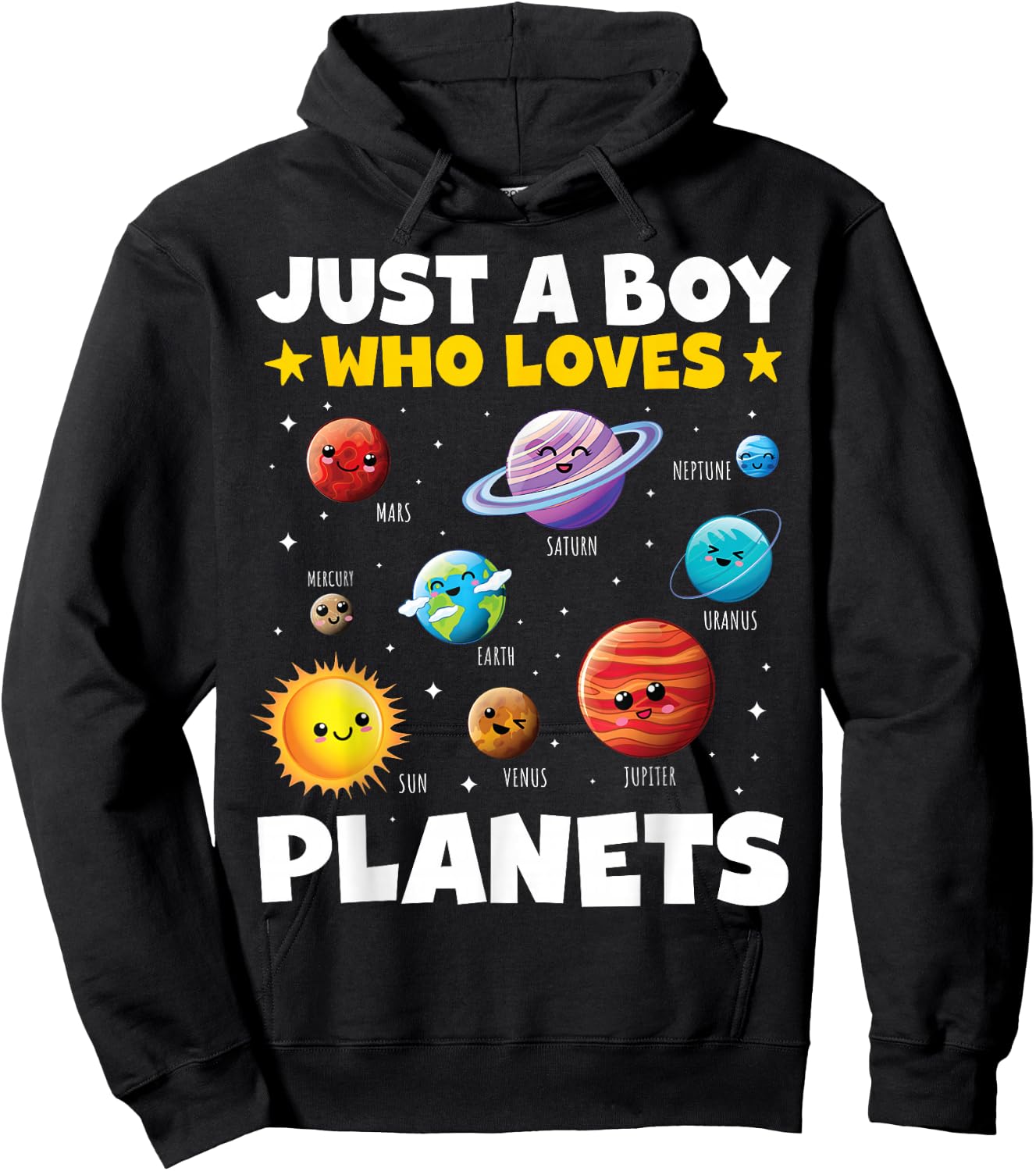 Kids Just a Boy Who Loves Planets Solar Space Science Boys Hoodie - Hoodie | Black