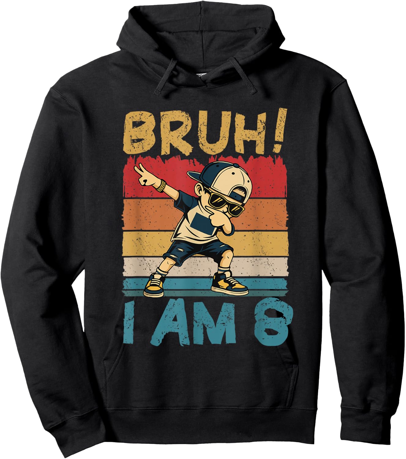 Bruh I'm 8 Eight 8th Birthday Dabbing 8 Years Old Boy Kids Hoodie - Hoodie | Black