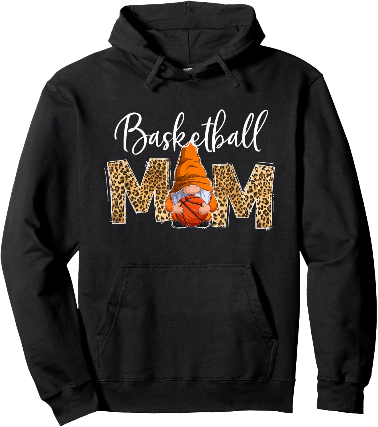 Basketball Mom Life Gnome Game Day Leopard Mother's Day Hoodie - Hoodie | Black