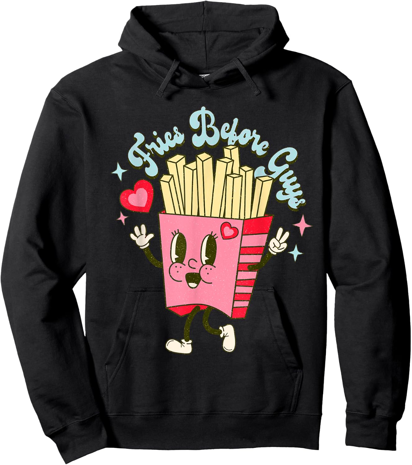 Valentine's Day Fries Before Guys, Best Friends Forever, BFF Hoodie - Hoodie | Black