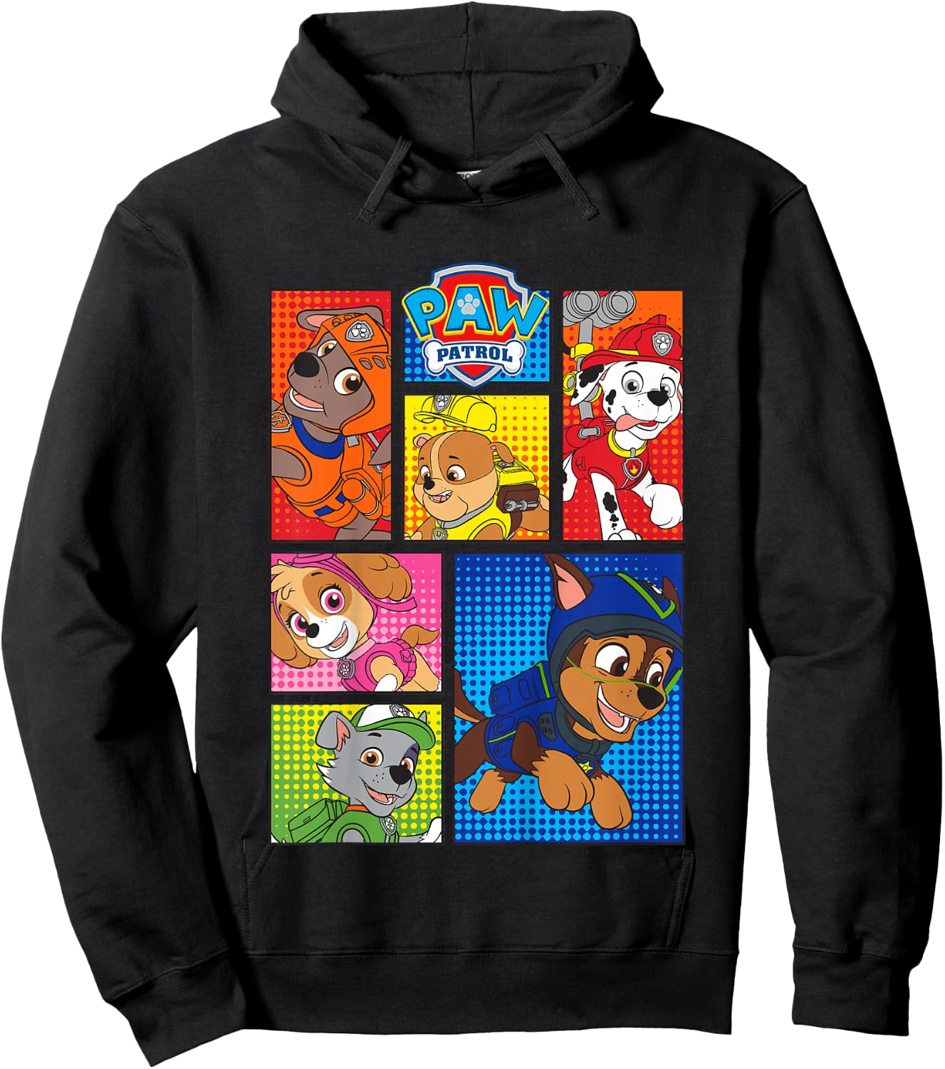 Kids Paw Patrol Pups in Comic Boxes Hoodie - Hoodie | Black