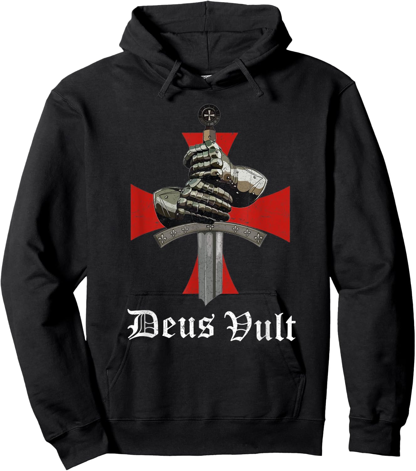 Christian Knight Templar Crusader Sword Armor Deus & Vult Hoodie - Hoodie | Black