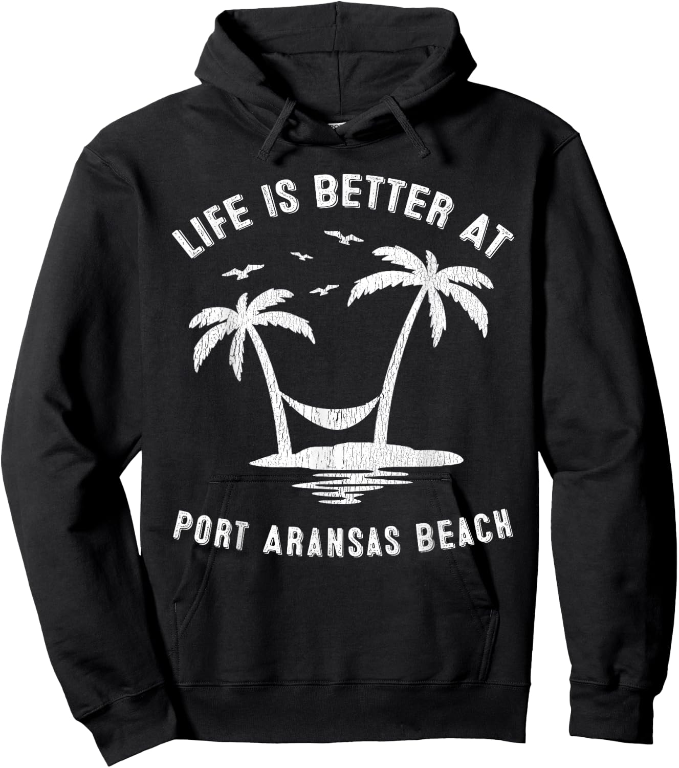 Port Aransas Family Vacation Vintage Texas Beach Hoodie - Hoodie | Black