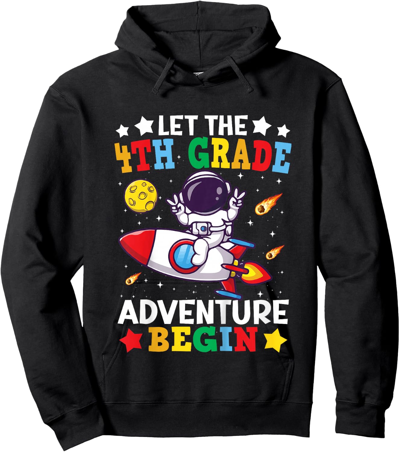 4th Grade Student Astronaut For Boys Fourth Grade Space Hoodie - Hoodie | Black