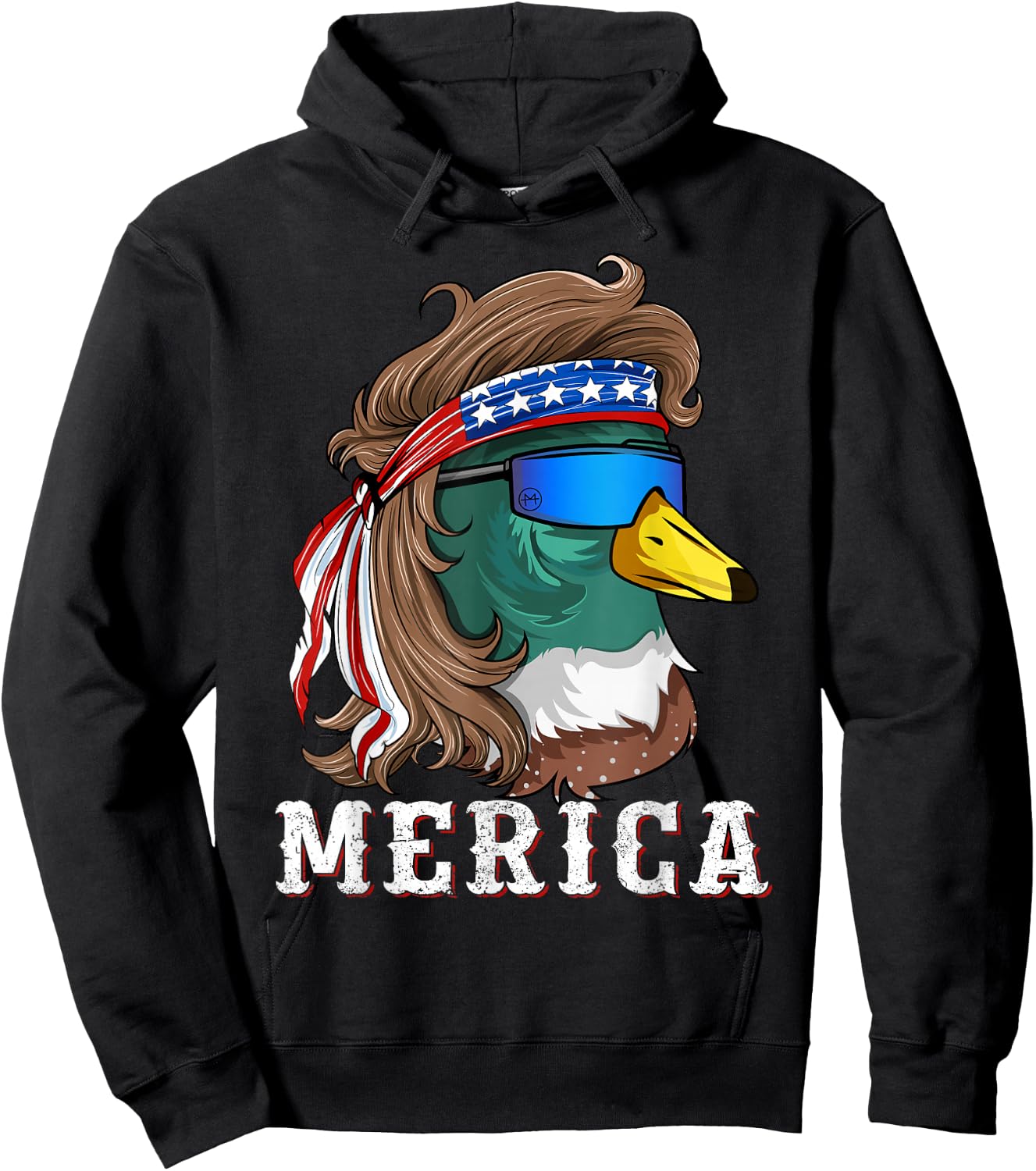 Patriotic Mallard Duck Hunting American Waterfowl Hunter Hoodie - Hoodie | Black