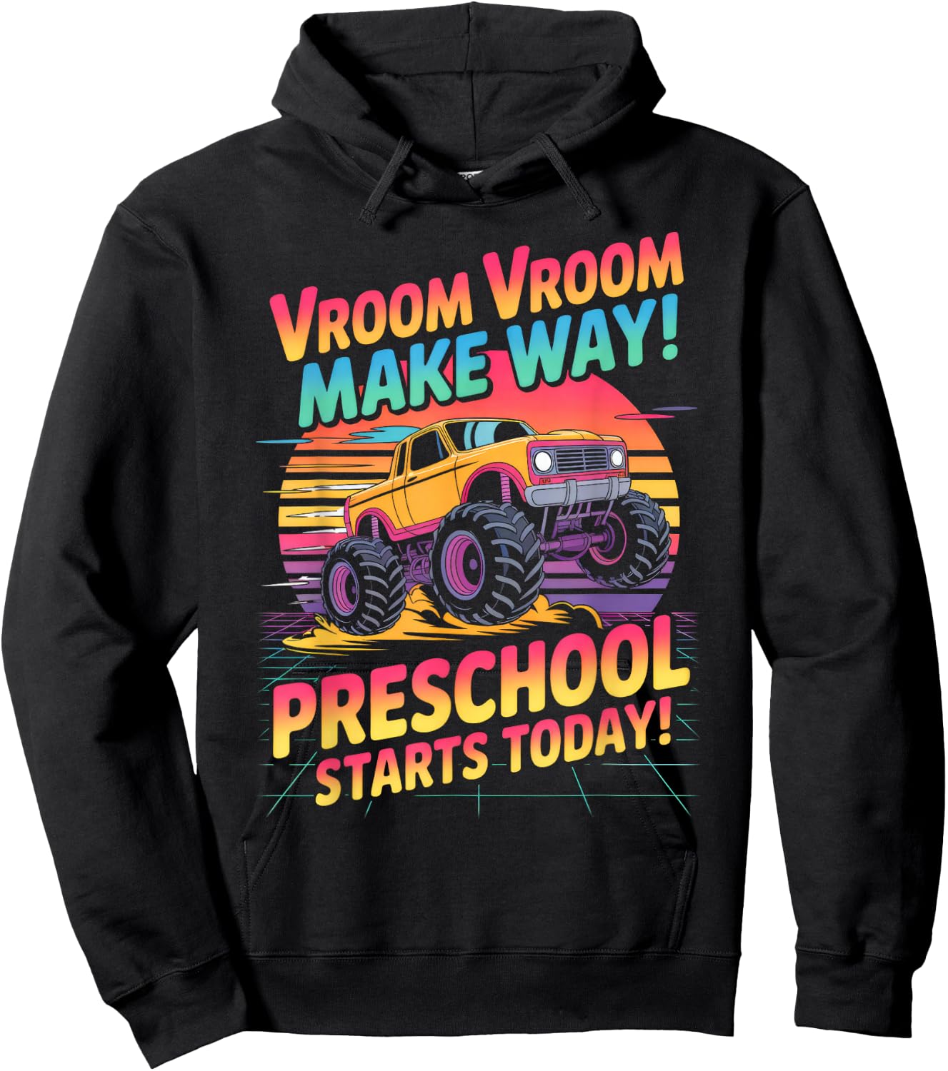 Back to School Preschool Pre-K Monster Truck First Day Boys Hoodie - Hoodie | Black