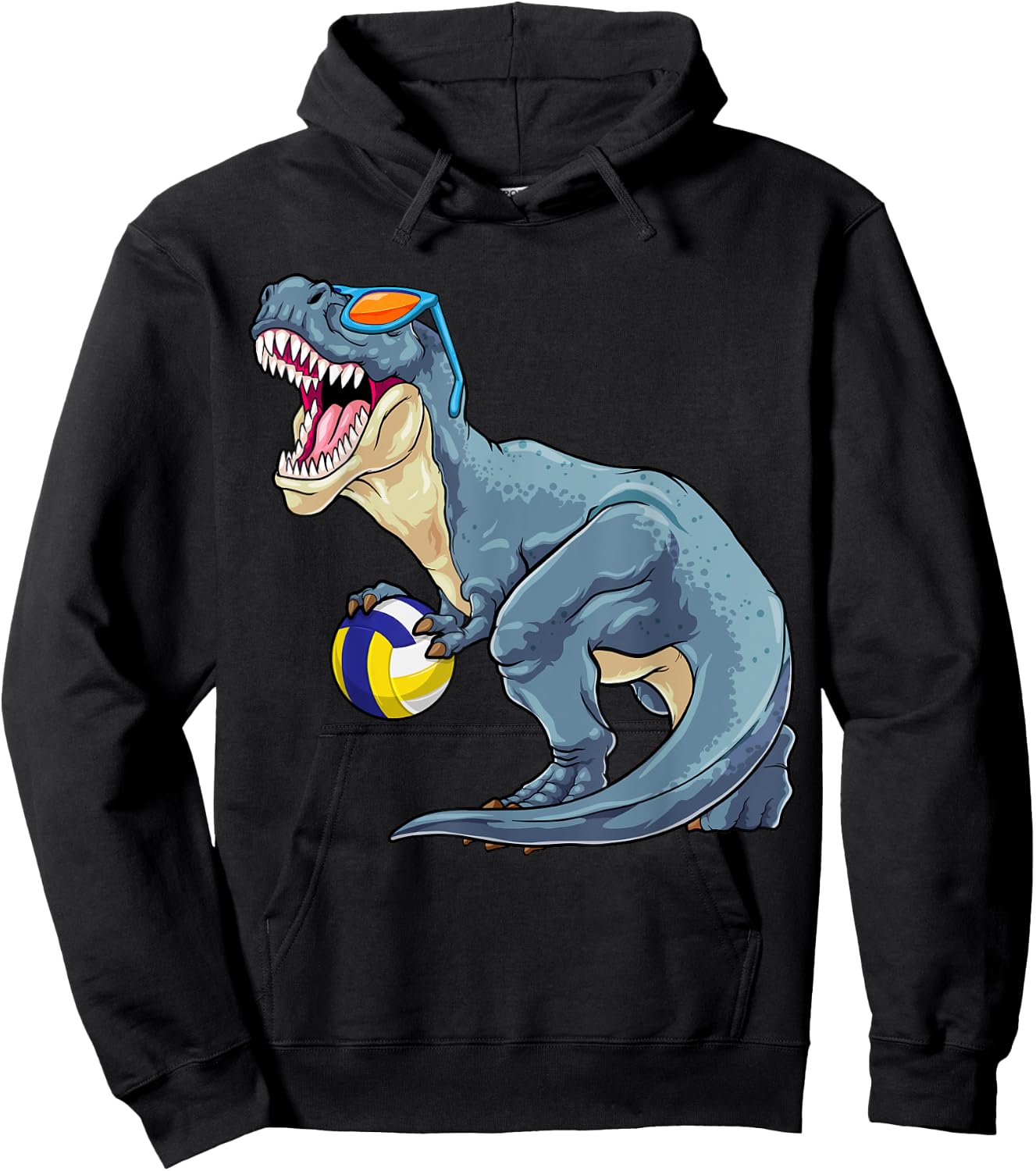 Trex Dinosaur Volleyball Cute Sport Toddler Player Kids Boys Hoodie - Hoodie | Black