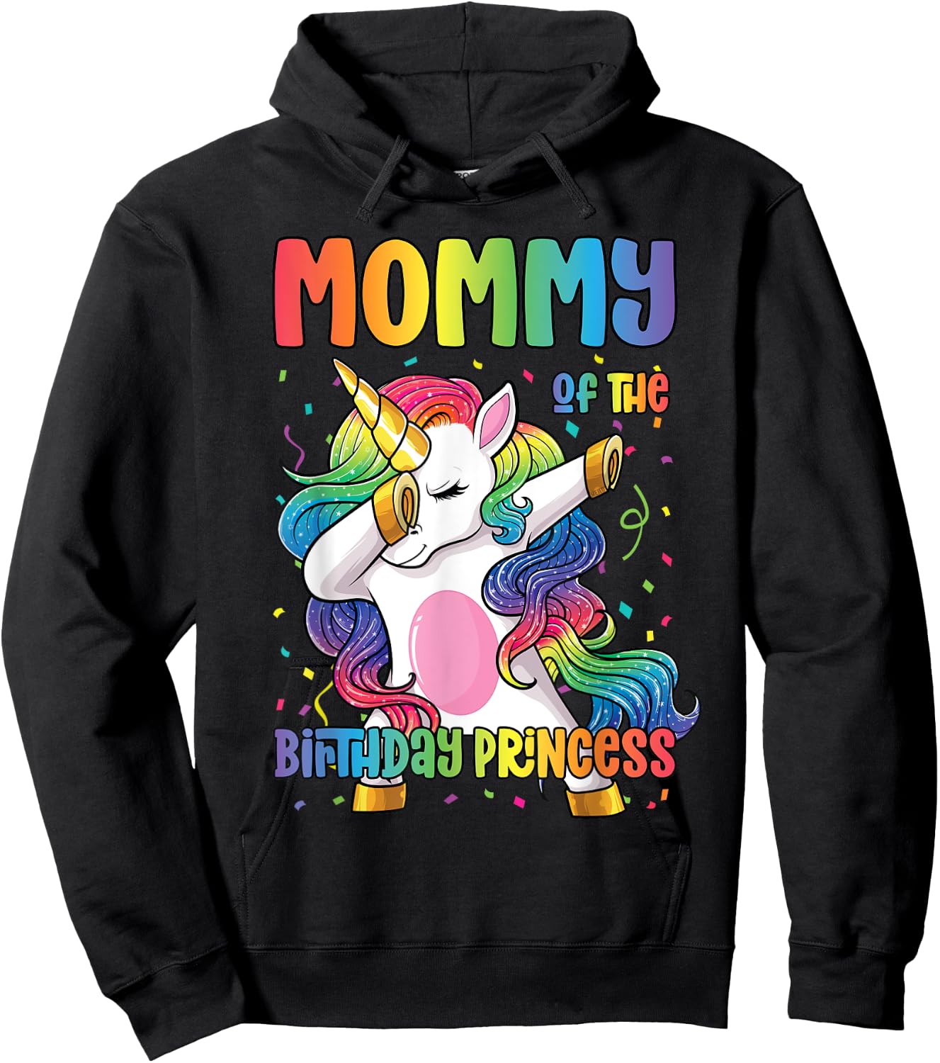 Mommy of the Birthday Princess Girl Dabbing Unicorn Mom Hoodie - Hoodie | Black