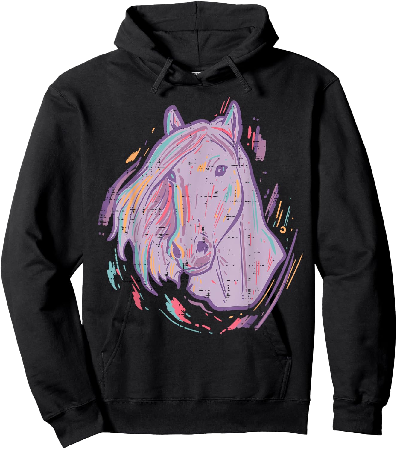 Purple Horse Painting Animal Art Equestrian Men Women Kids Hoodie - Hoodie | Black