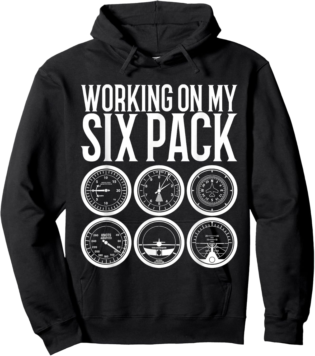 Working On My Six Pack Funny Aviation Flight School Pilot Hoodie - Hoodie | Black