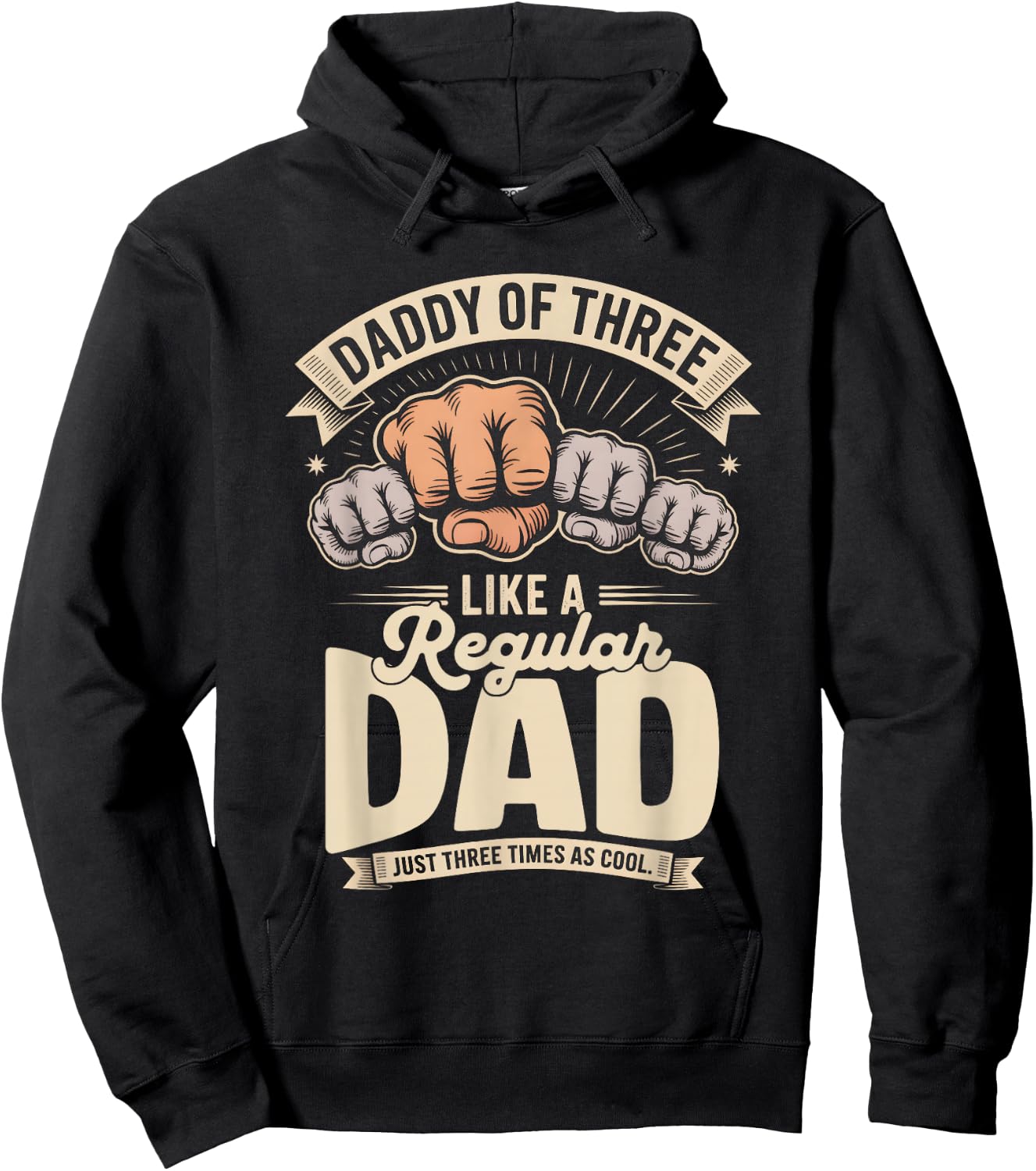 Dad Of Three Hoodie - Hoodie | Black