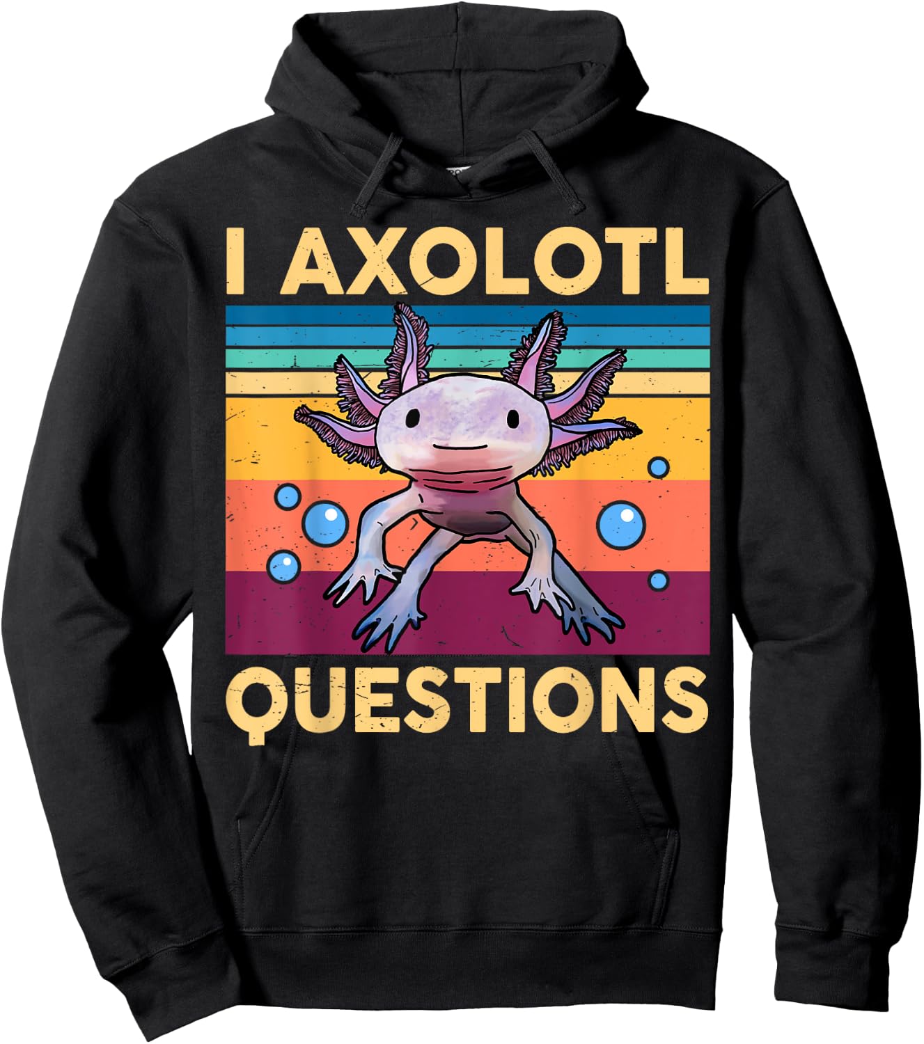 Large Axolotl Retro I Axolotl Questions Cute Axolotl Kids Hoodie - Hoodie | Black