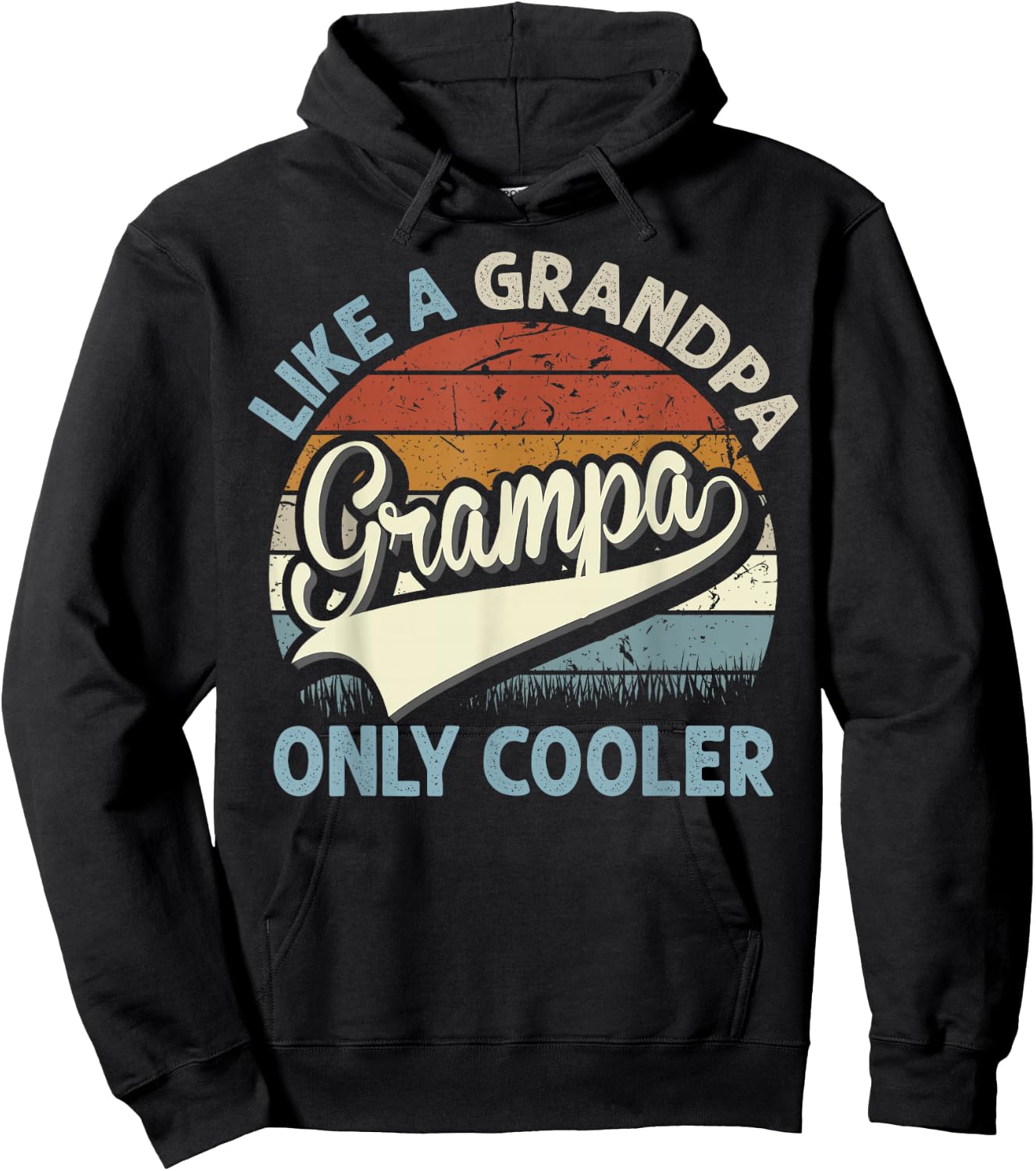 Grampa Like A Grandpa Only Cooler Fathers Day Retro Hoodie - Hoodie | Black