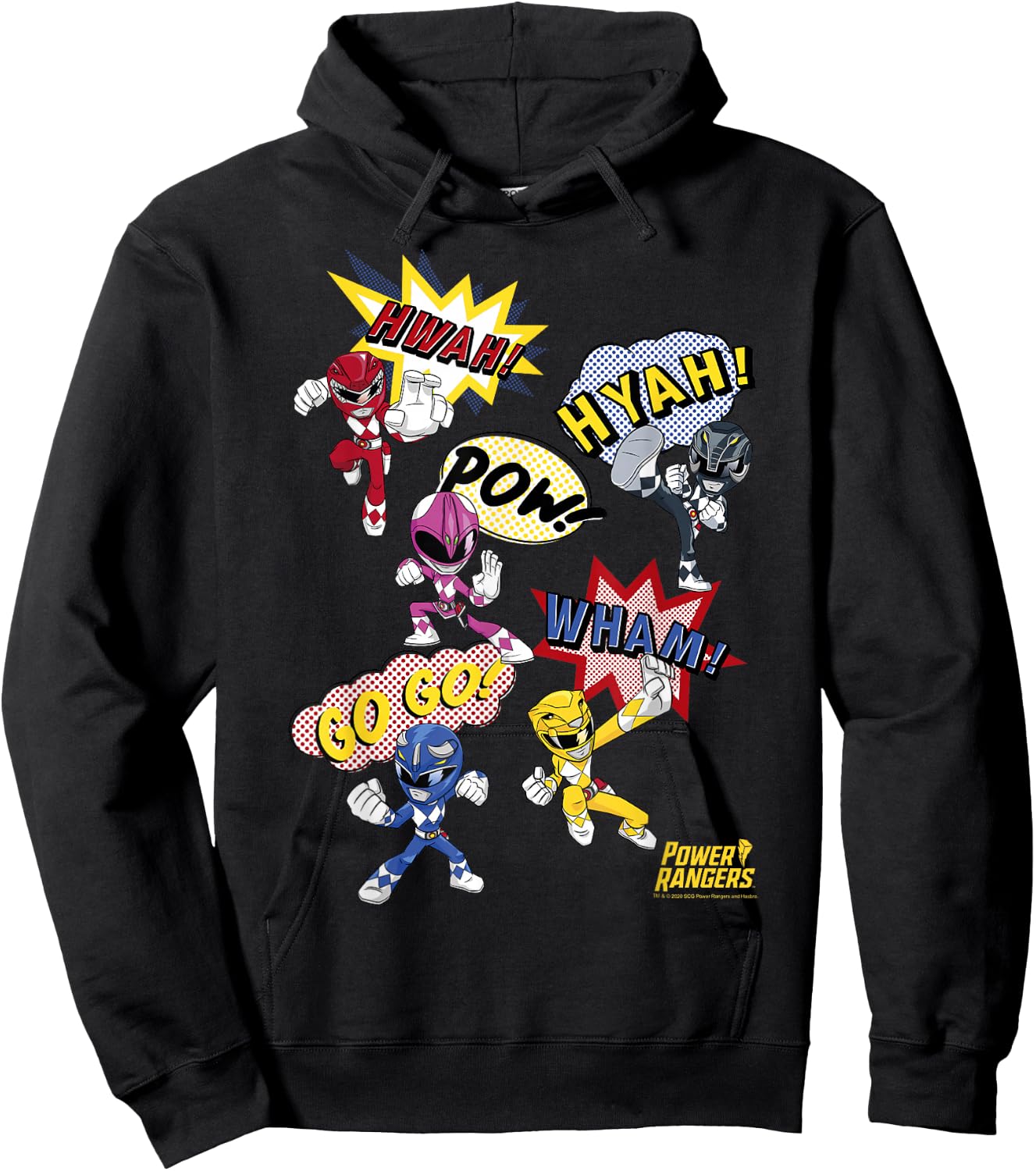 Power Rangers Mini Comic Style Action Shot Icons Hoodie - Hoodie | Black