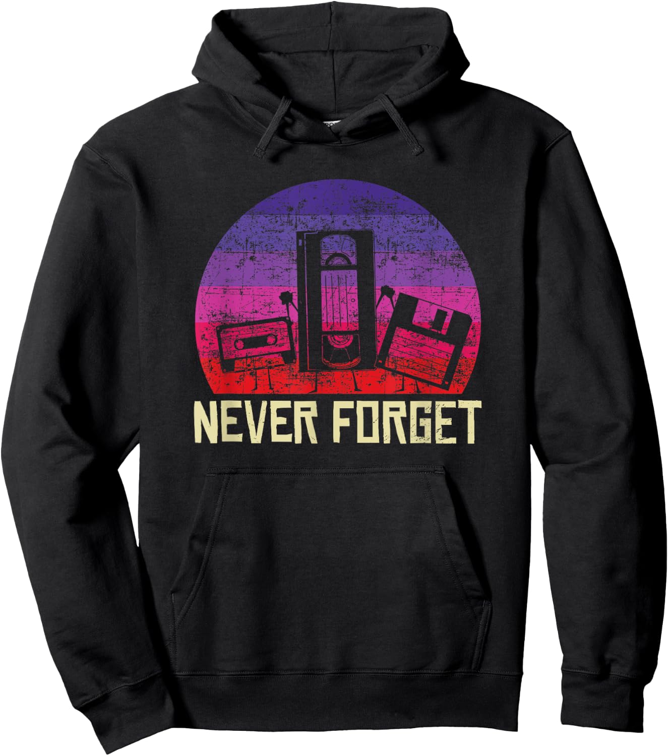 Never Forget Vintage Cassette Floppy Disk VHS Tape retro Hoodie - Hoodie | Black