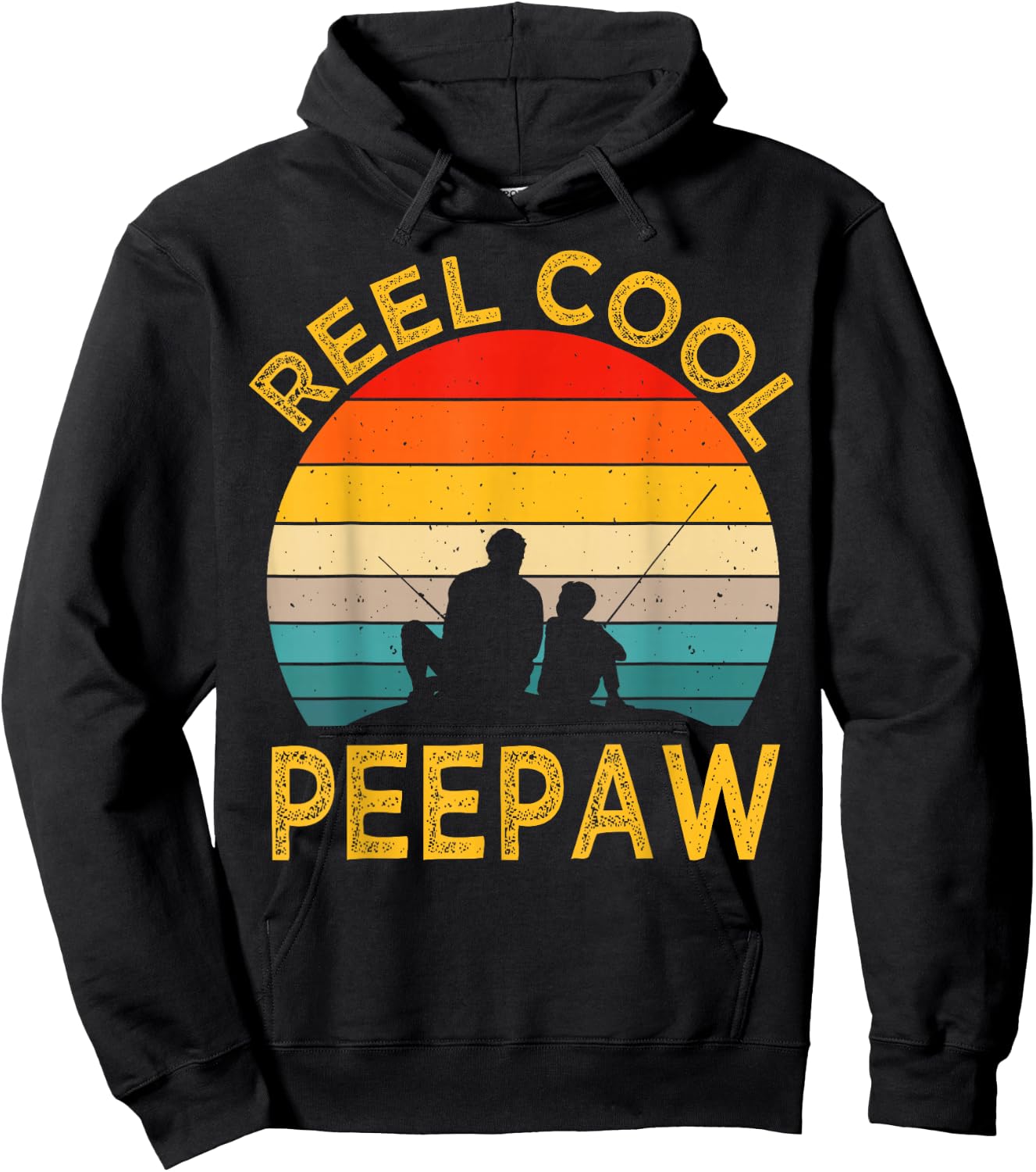 Reel Cool Peepaw Fishing Daddy Vintage Grandpa Fathers Day Hoodie - Hoodie | Black