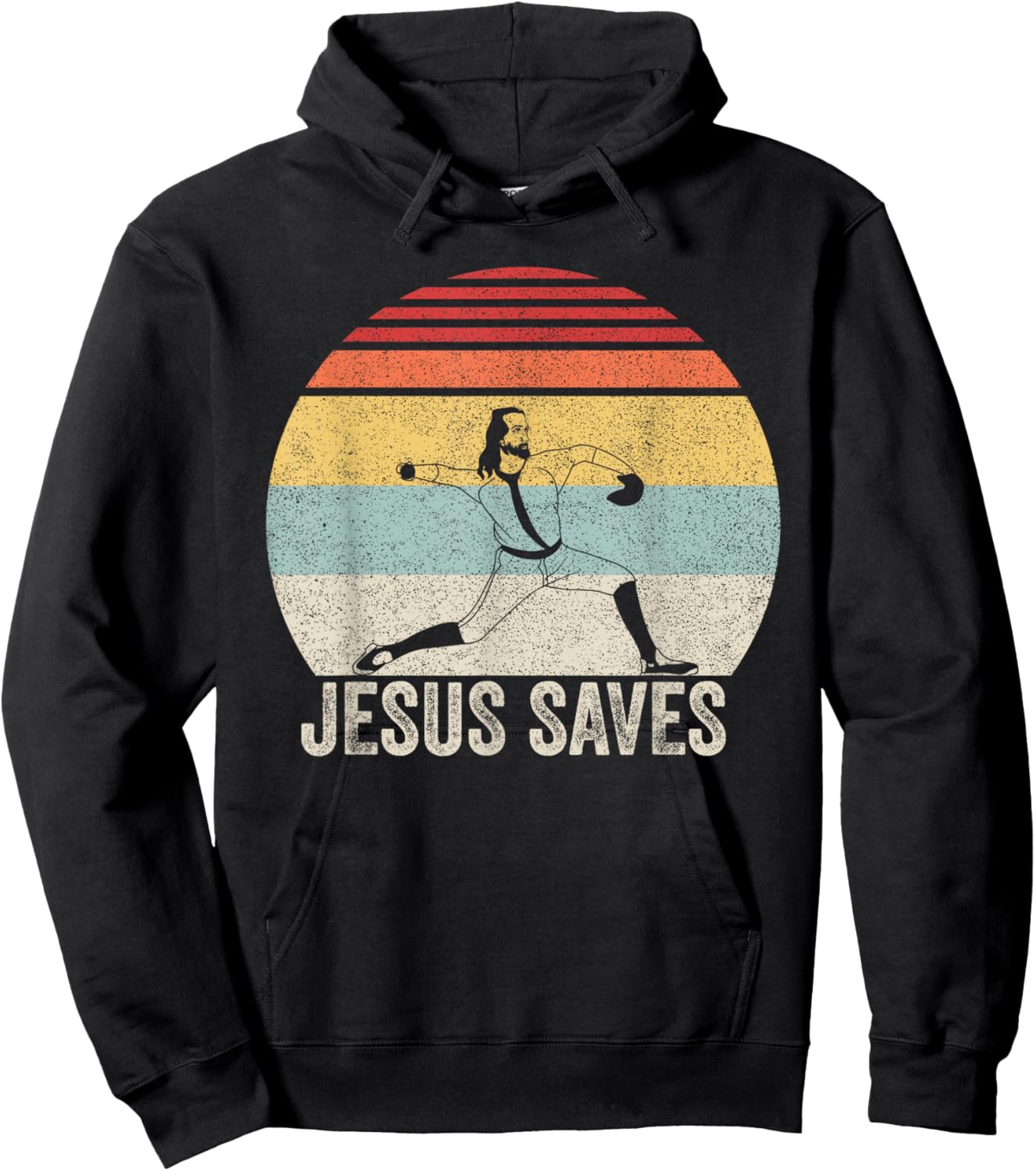 Retro Jesus Saves Baseball Shirt Religious Christian Faith Hoodie - Hoodie | Black
