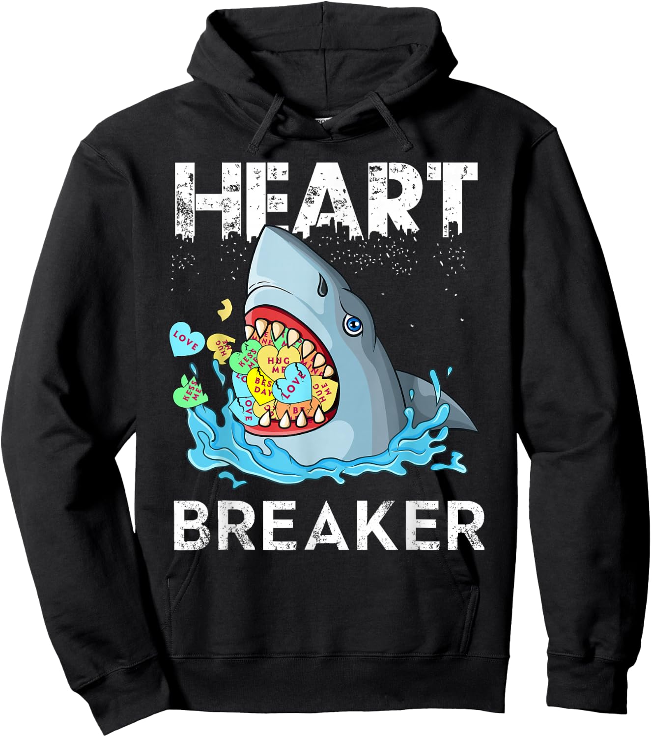 Heart Breaker Shark Shirt Valentine Shark Shirt Valentines Hoodie - Hoodie | Black