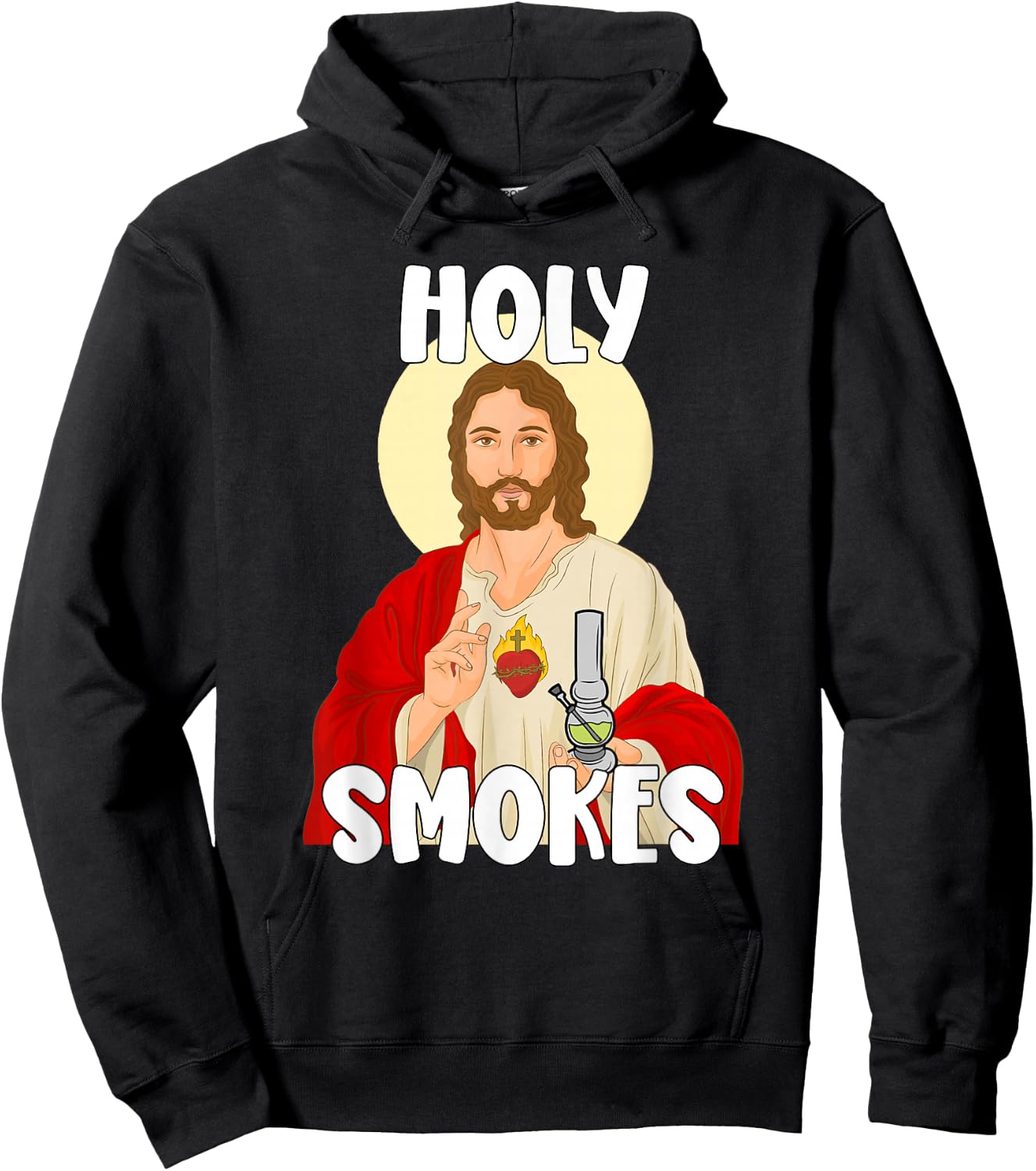 Holy Smokes Funny Jesus Apparel Weed 420 Merch Hoodie - Hoodie | Black
