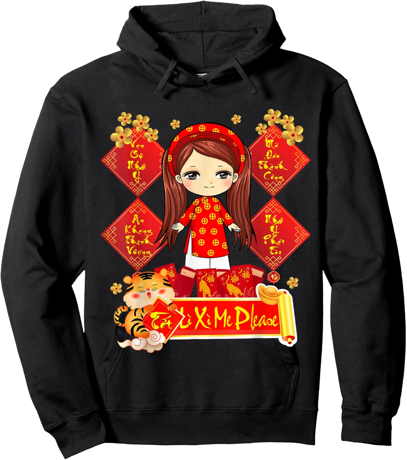 Chuc Mung Nam Moi 2026 Girl Vietnamese Lunar New Year 2026 Hoodie - Hoodie | Black