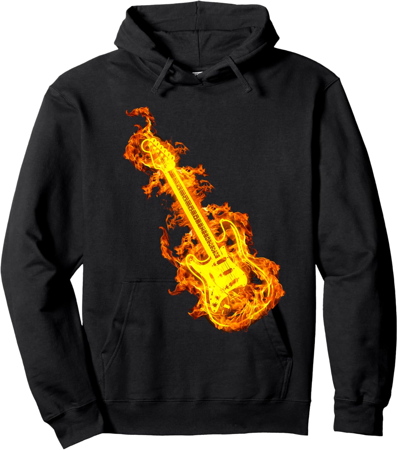 Electric Guitar In Flames Gift Rock Guitar Lovers Hoodie - Hoodie | Black
