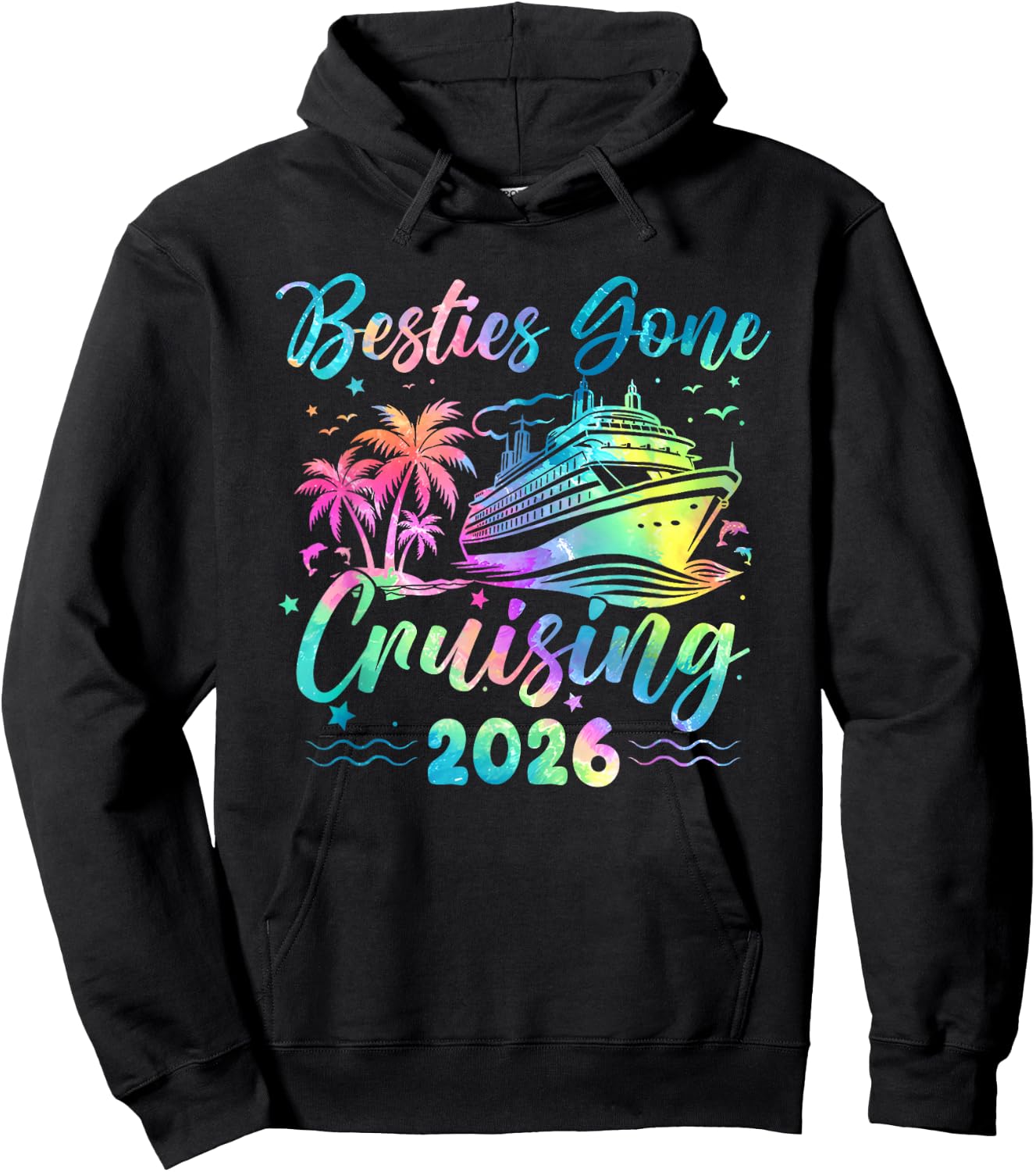 Besties Gone Cruising 2026 Girls Matching Women Cruise Hoodie - Hoodie | Black