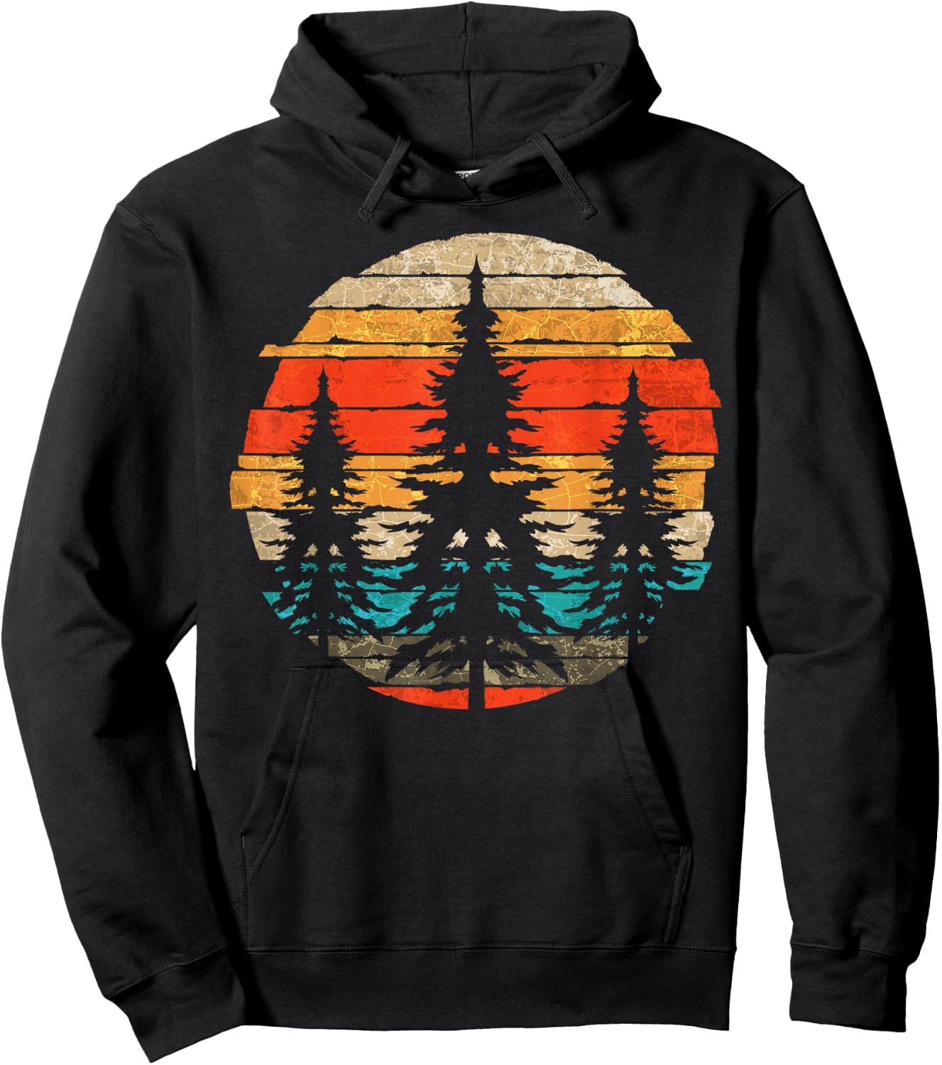 Retro Outdoor Trees Wildlife Nature Forest Hoodie - Hoodie | Black